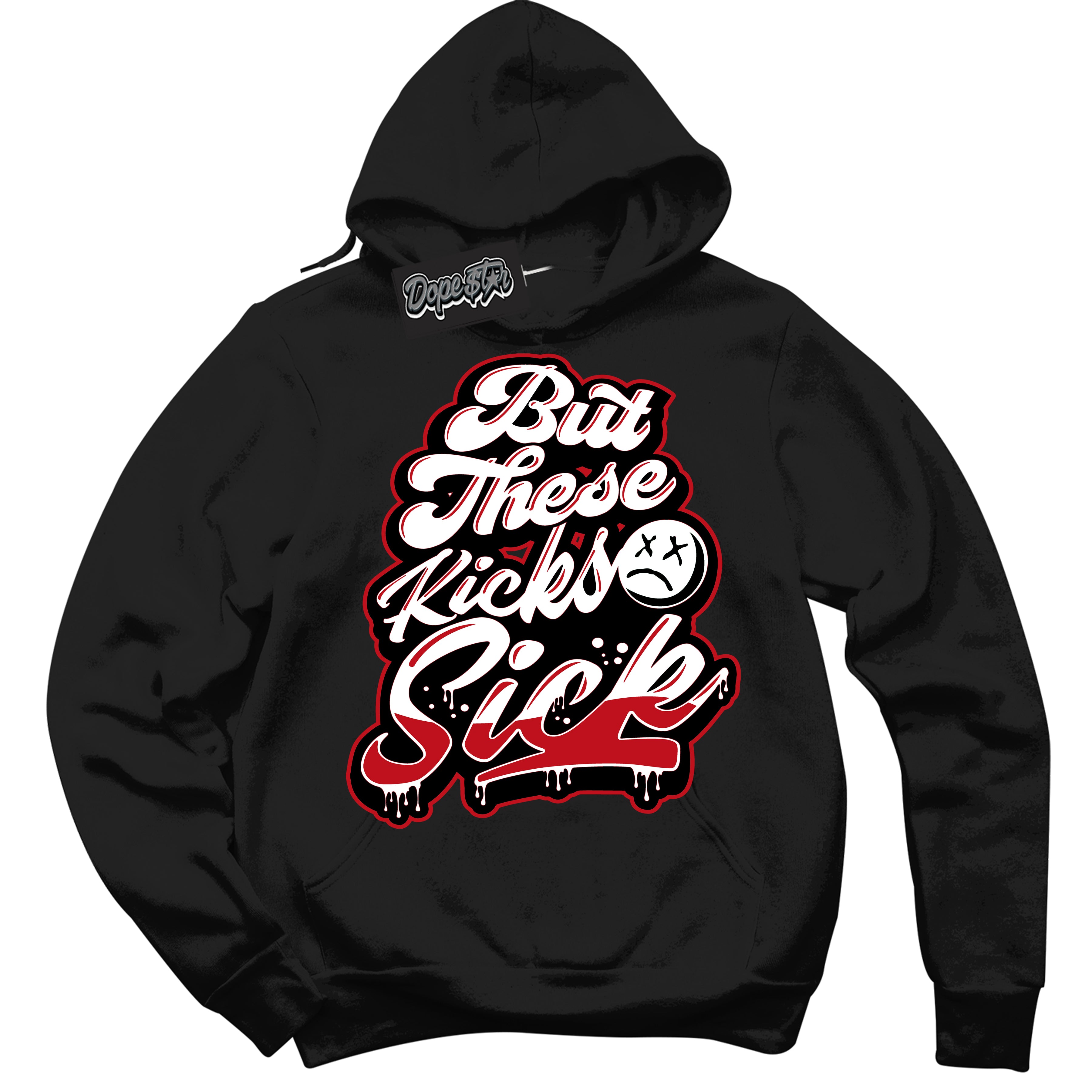 Cool Black Hoodie with “ Kick Sick ” design that Perfectly Matches Trophy Room 1s Jordans.