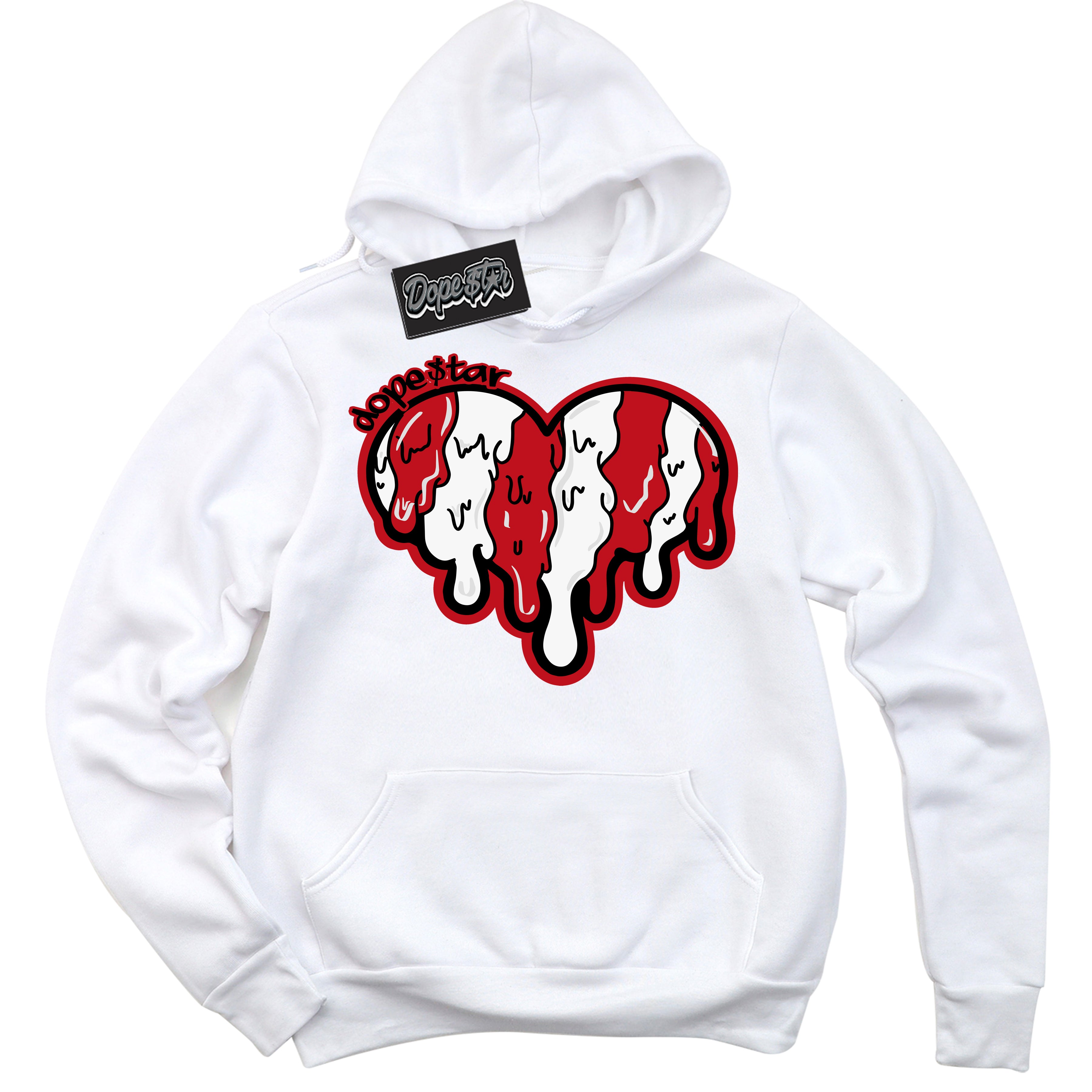 Cool White Hoodie with “ Melting Heart ” design that Perfectly Matches Trophy Room 1s Jordans.