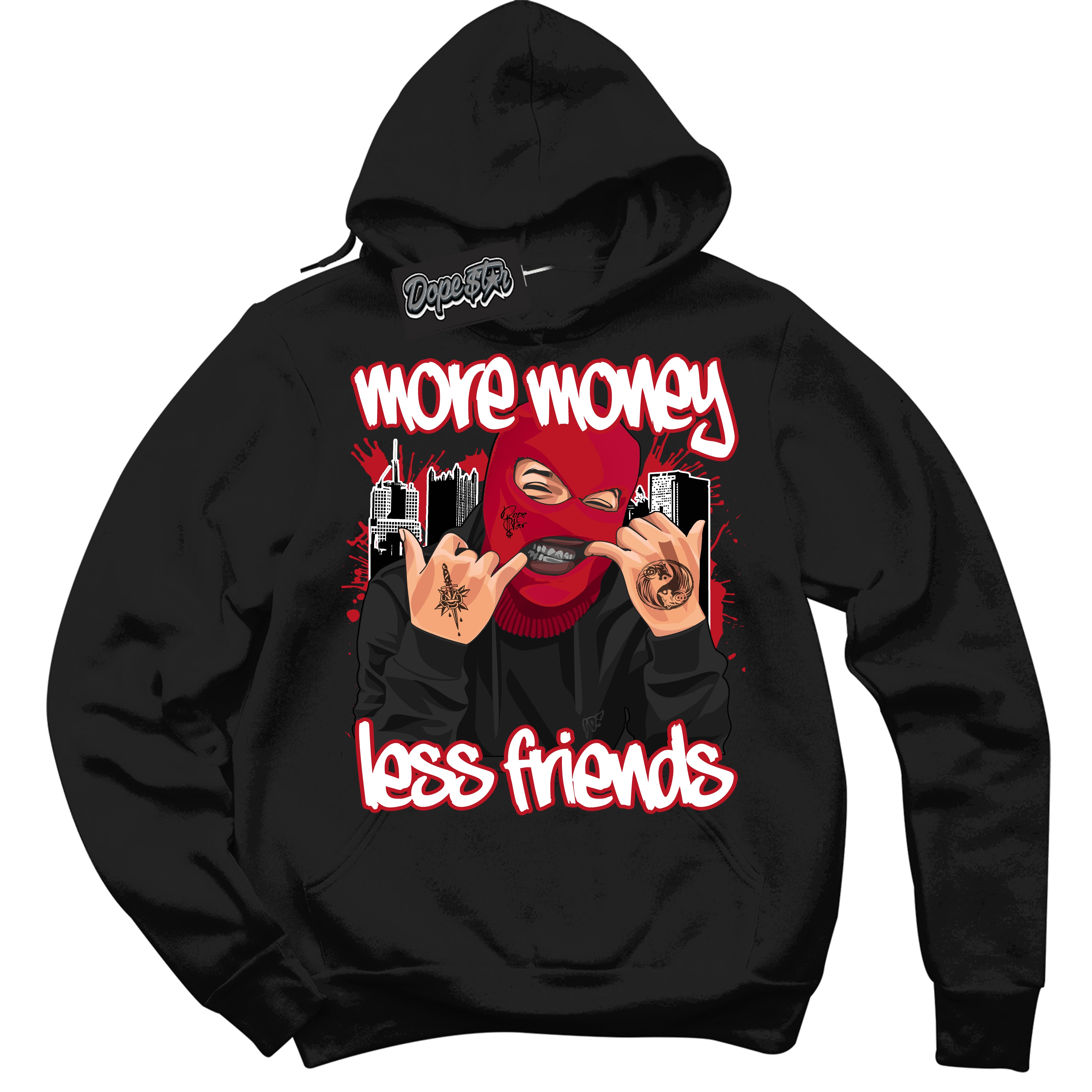Cool Black Hoodie with “ More Money Less Friends ” design that Perfectly Matches Trophy Room 1s Jordans.
