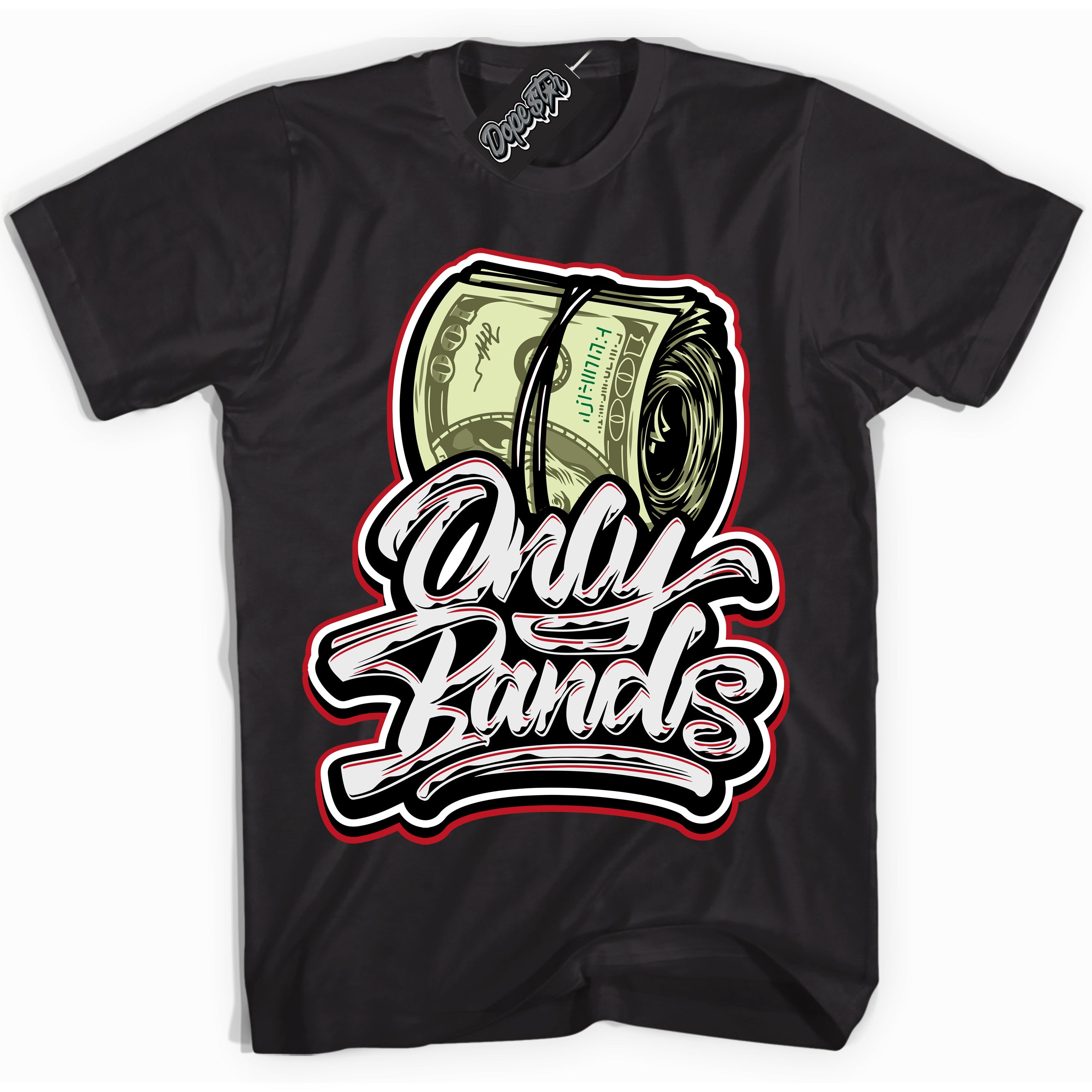 Cool Black Shirt with “ Only Bands ” design that perfectly matches Trophy Room 1s Jordans.