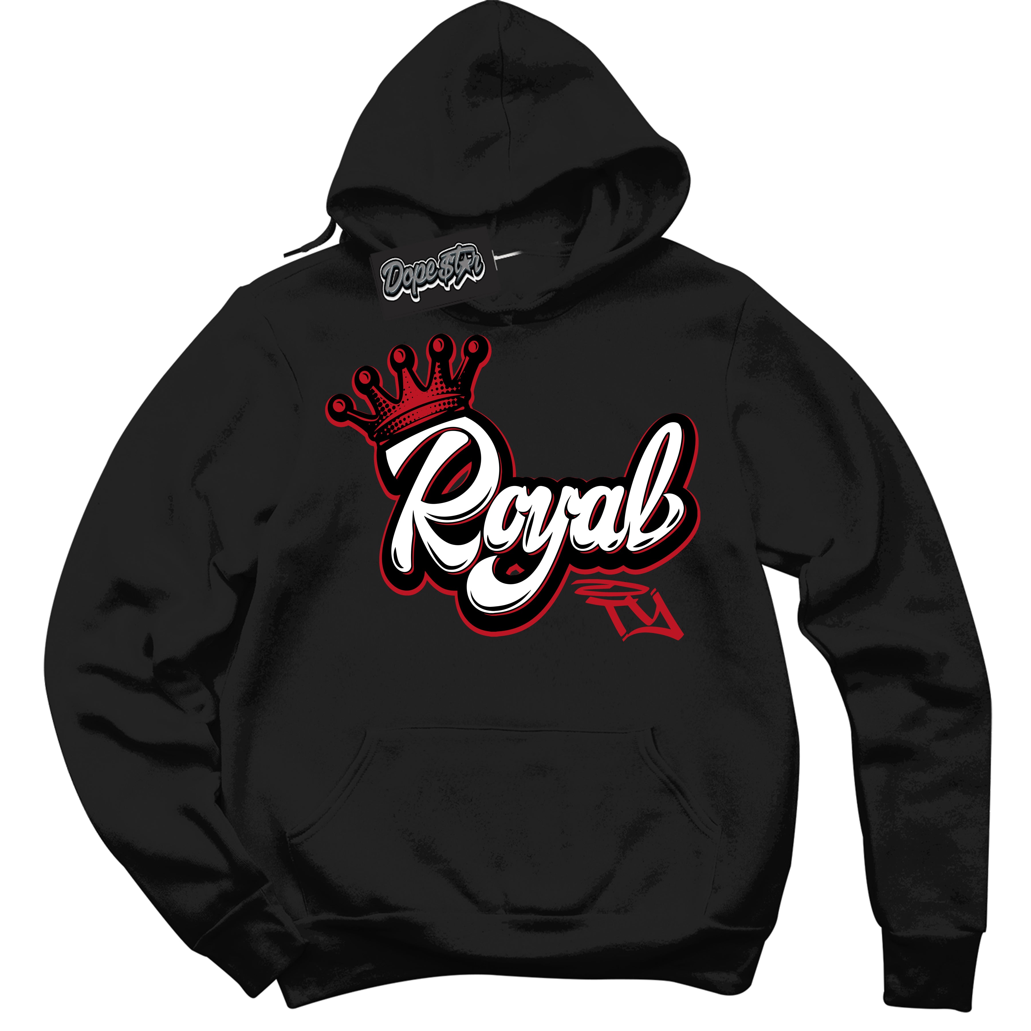 Cool Black Hoodie with “ Royalty ” design that Perfectly Matches Trophy Room 1s Jordans.