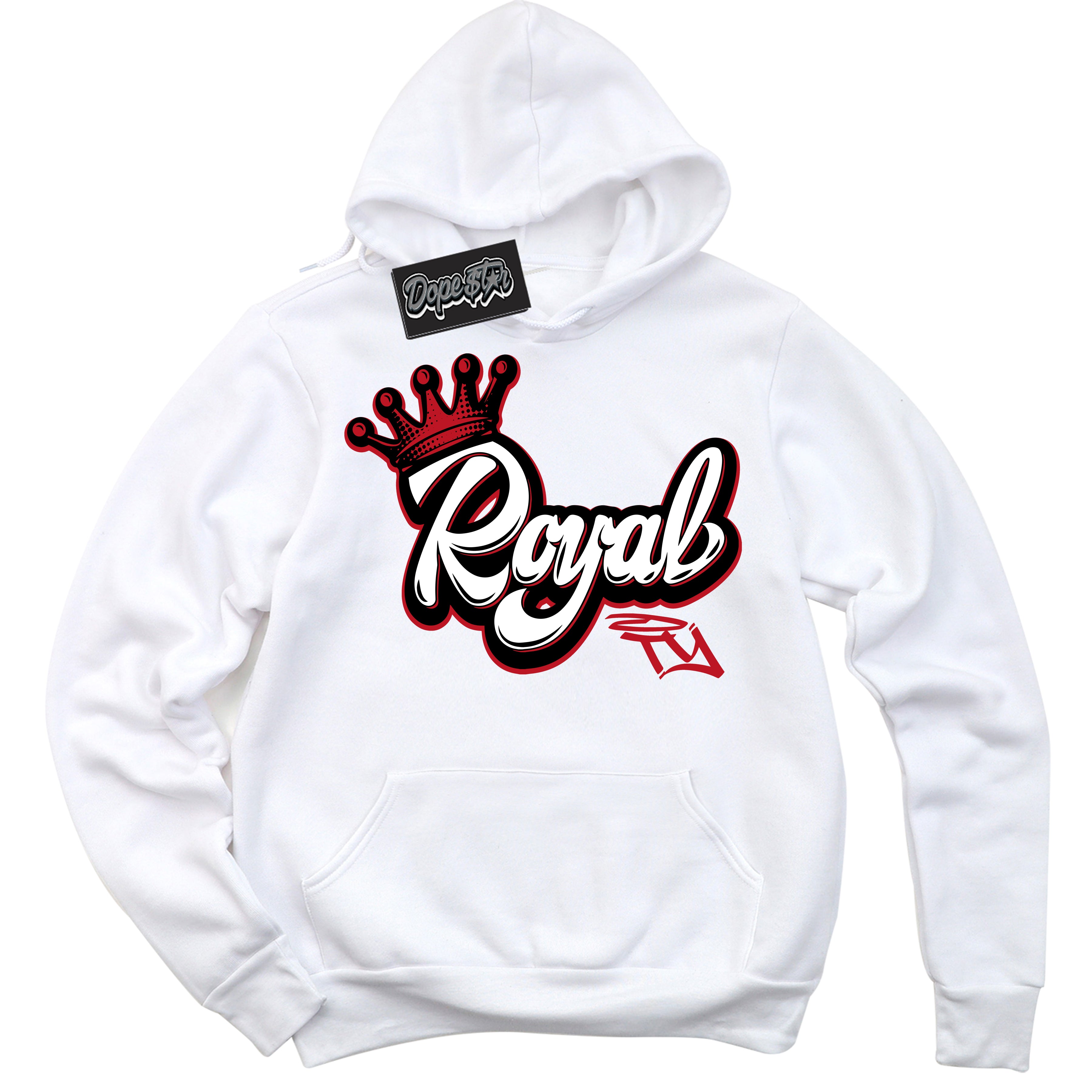 Cool White Hoodie with “ Royalty ” design that Perfectly Matches Trophy Room 1s Jordans.