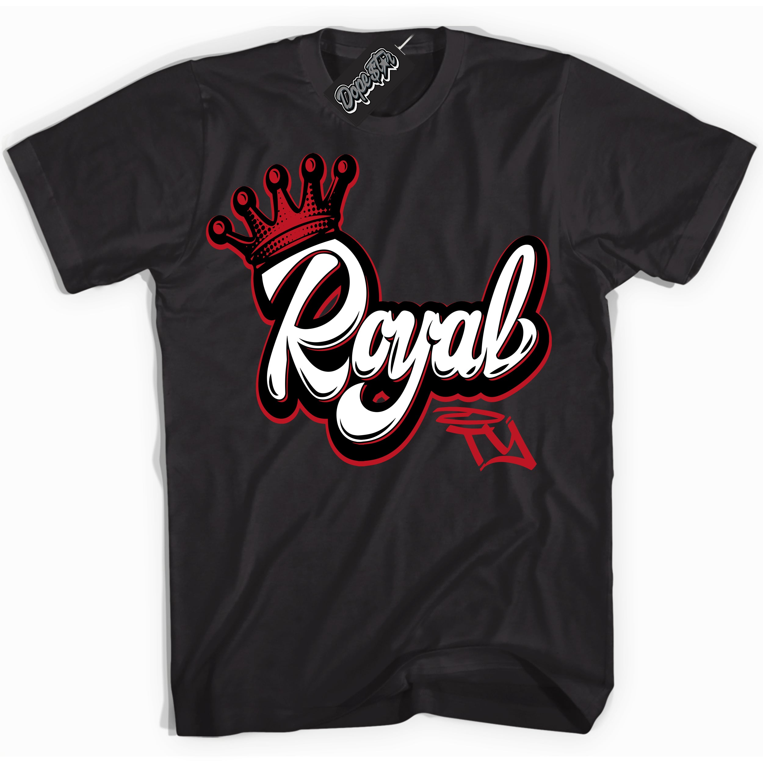 Cool Black Shirt with “ Royalty ” design that perfectly matches Trophy Room 1s Jordans.