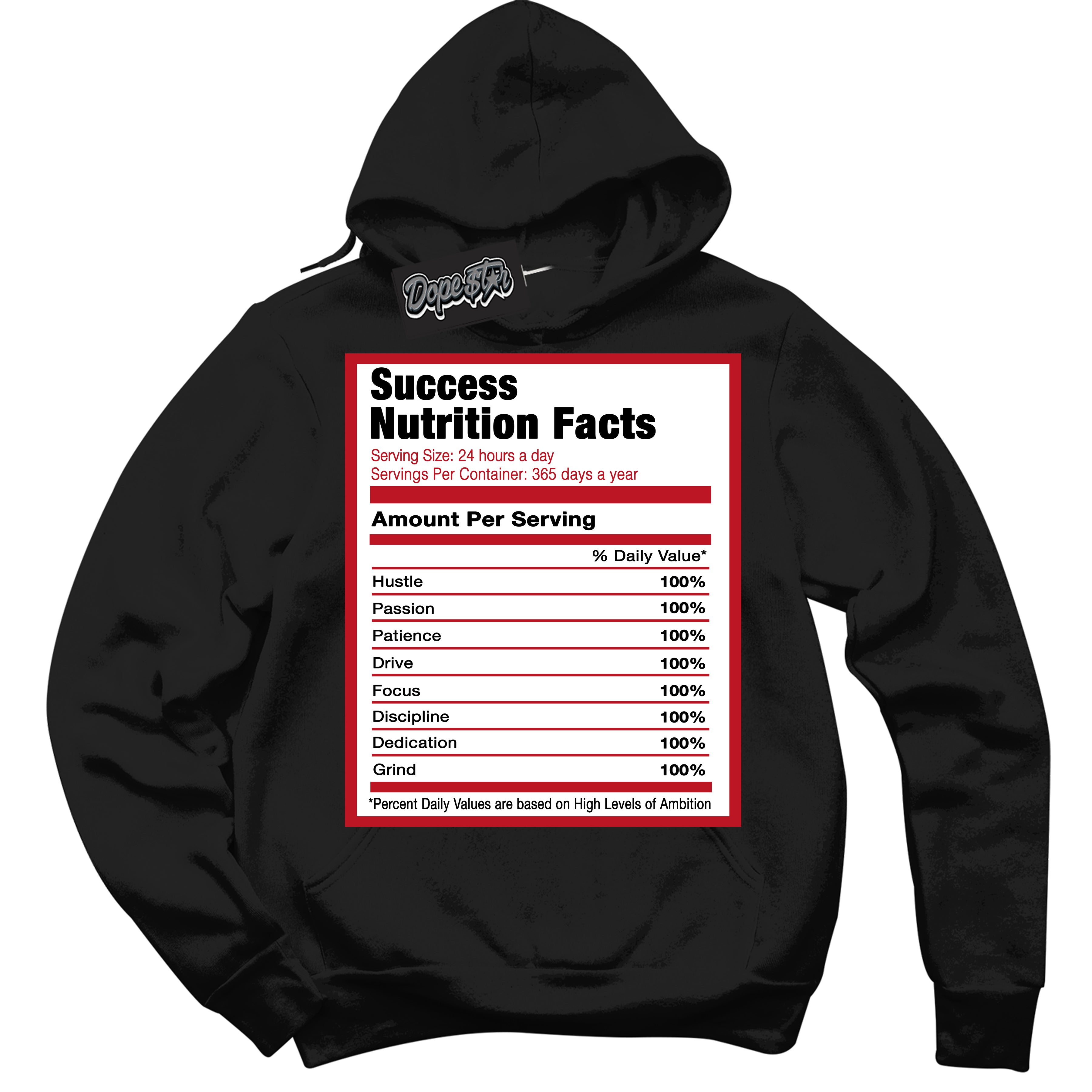 Cool Black Hoodie with “ Success Nutrition ” design that Perfectly Matches Trophy Room 1s Jordans.