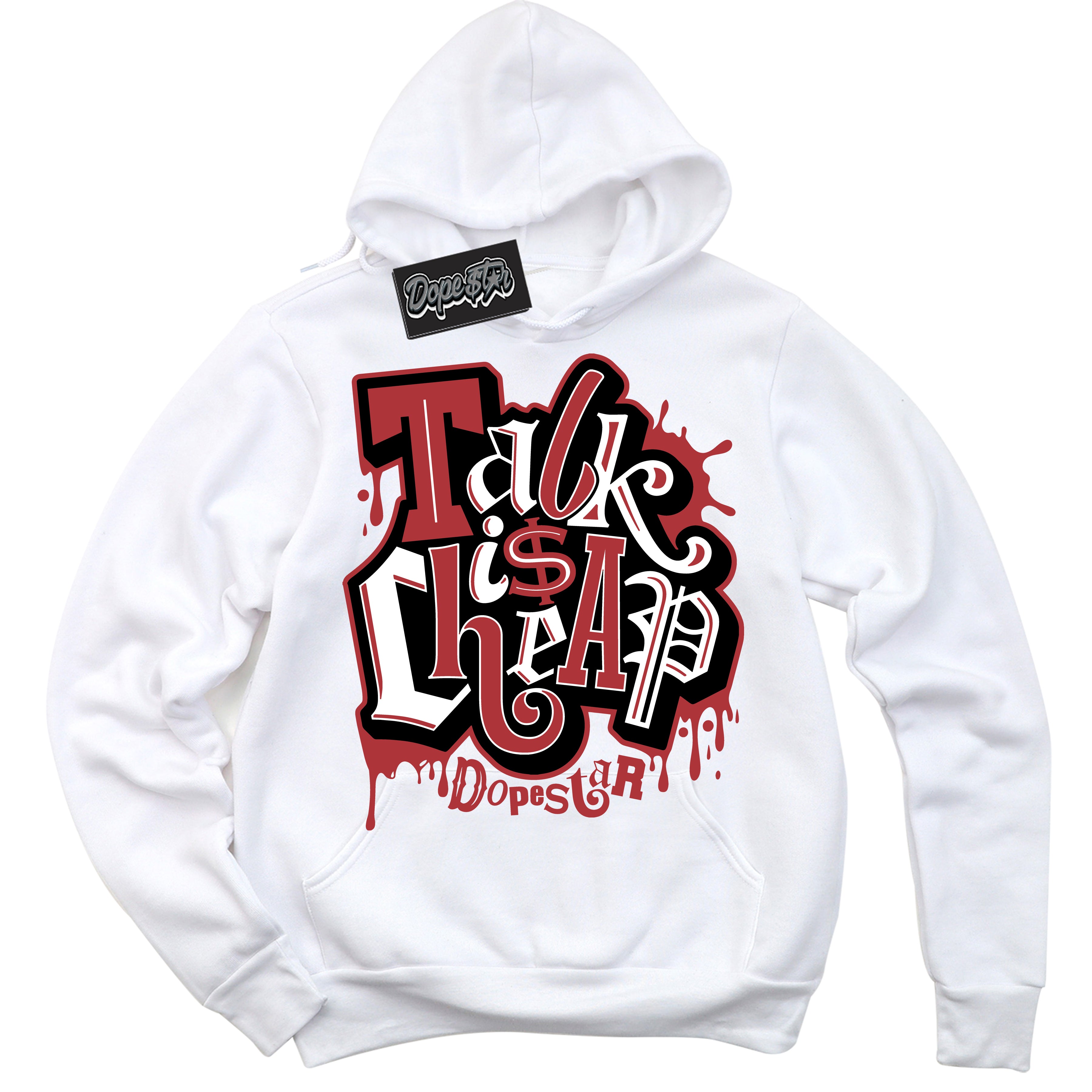 Cool White Hoodie with “ Talk Is Cheap ” design that Perfectly Matches Chicago 2s Sneakers.
