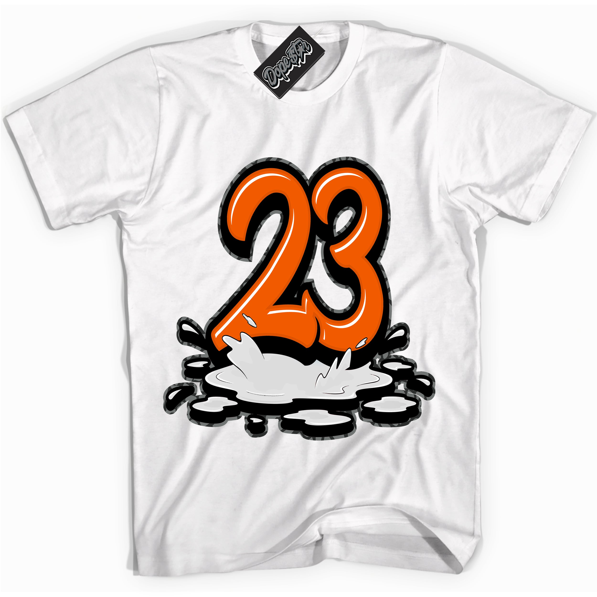 Cool White graphic tee with “ 23 Melting ” design, that perfectly matches Fear Pack 3s sneakers