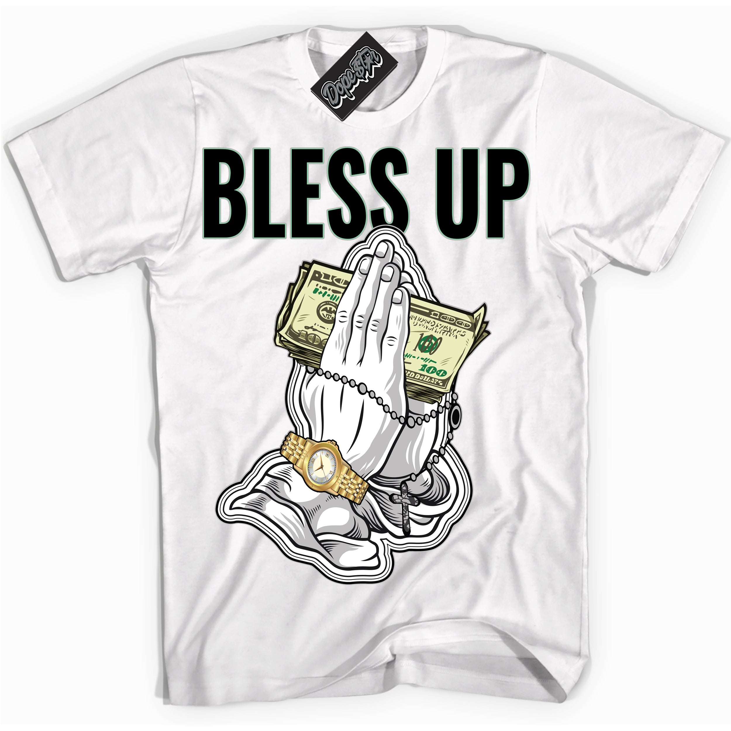 Cool White graphic tee with “ Bless Up ” design, that perfectly matches Fear Pack 3s sneakers