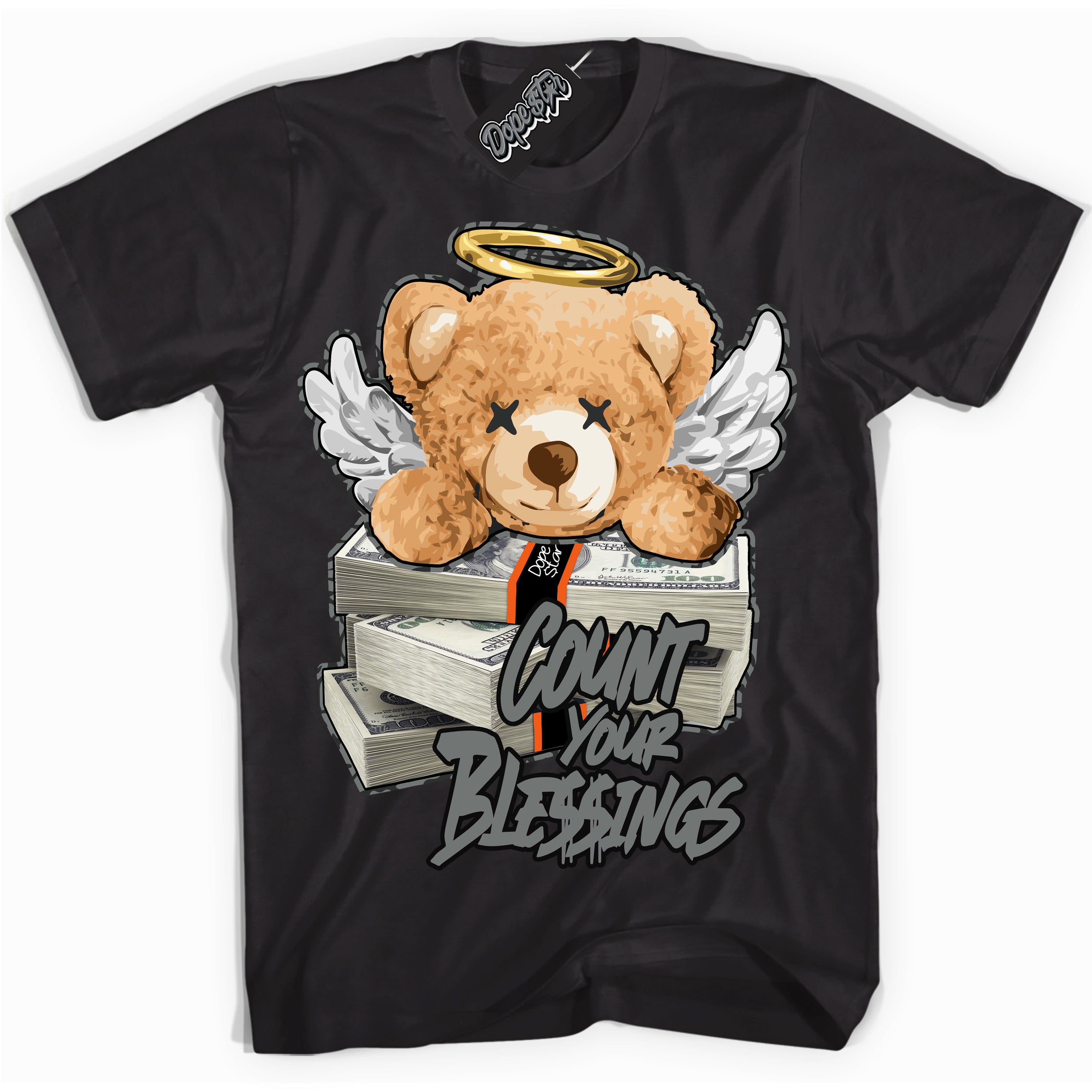 Cool Black graphic tee with “ Count Your Blessings ” design, that perfectly matches Fear Pack 3s sneakers