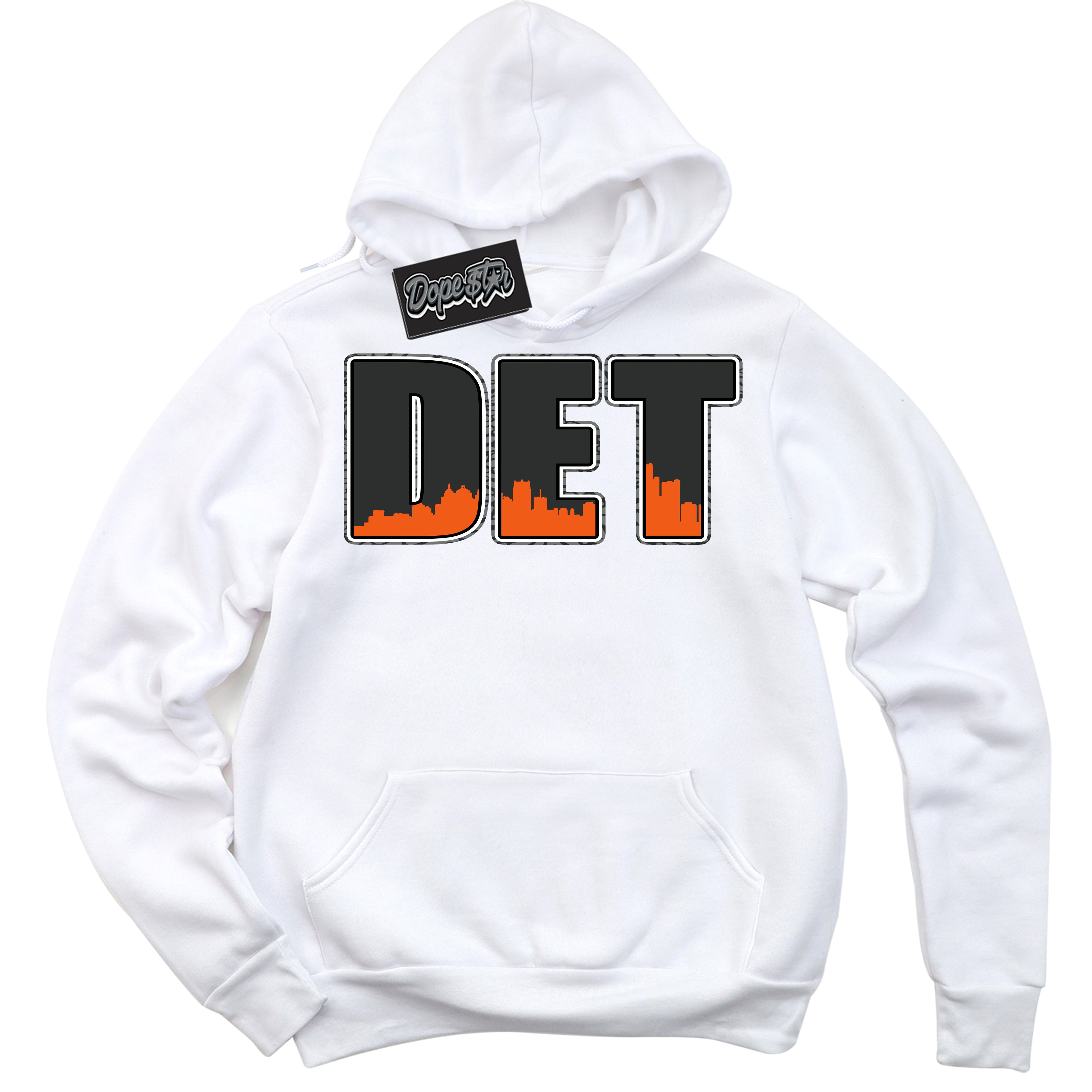 Cool White Graphic DopeStar Hoodie with “ Detroit “ print, that perfectly matches Fear Pack 3s sneakers