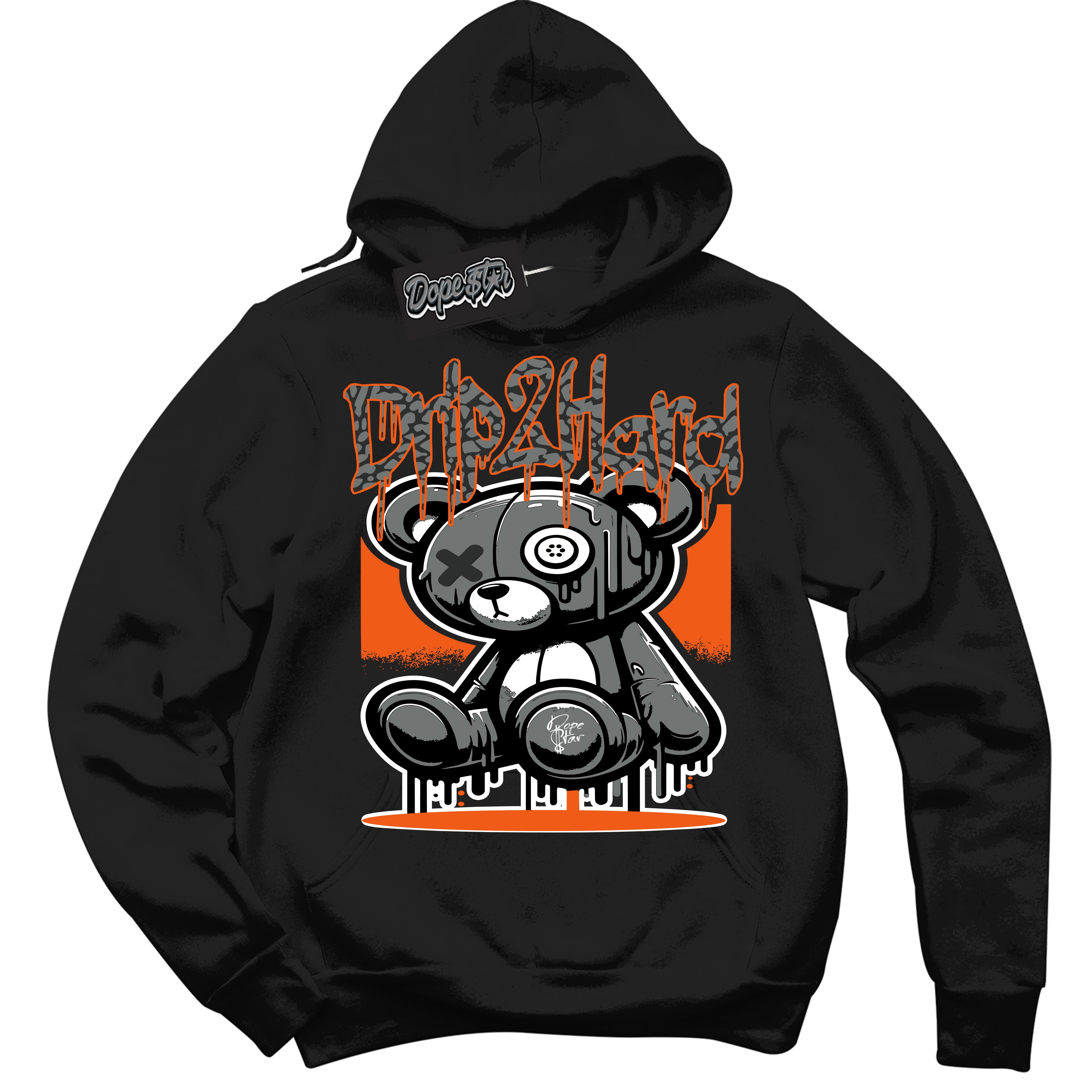 Cool Black Graphic DopeStar Hoodie with “ Drip 2 Hard “ print, that perfectly matches Fear Pack 3s sneakers