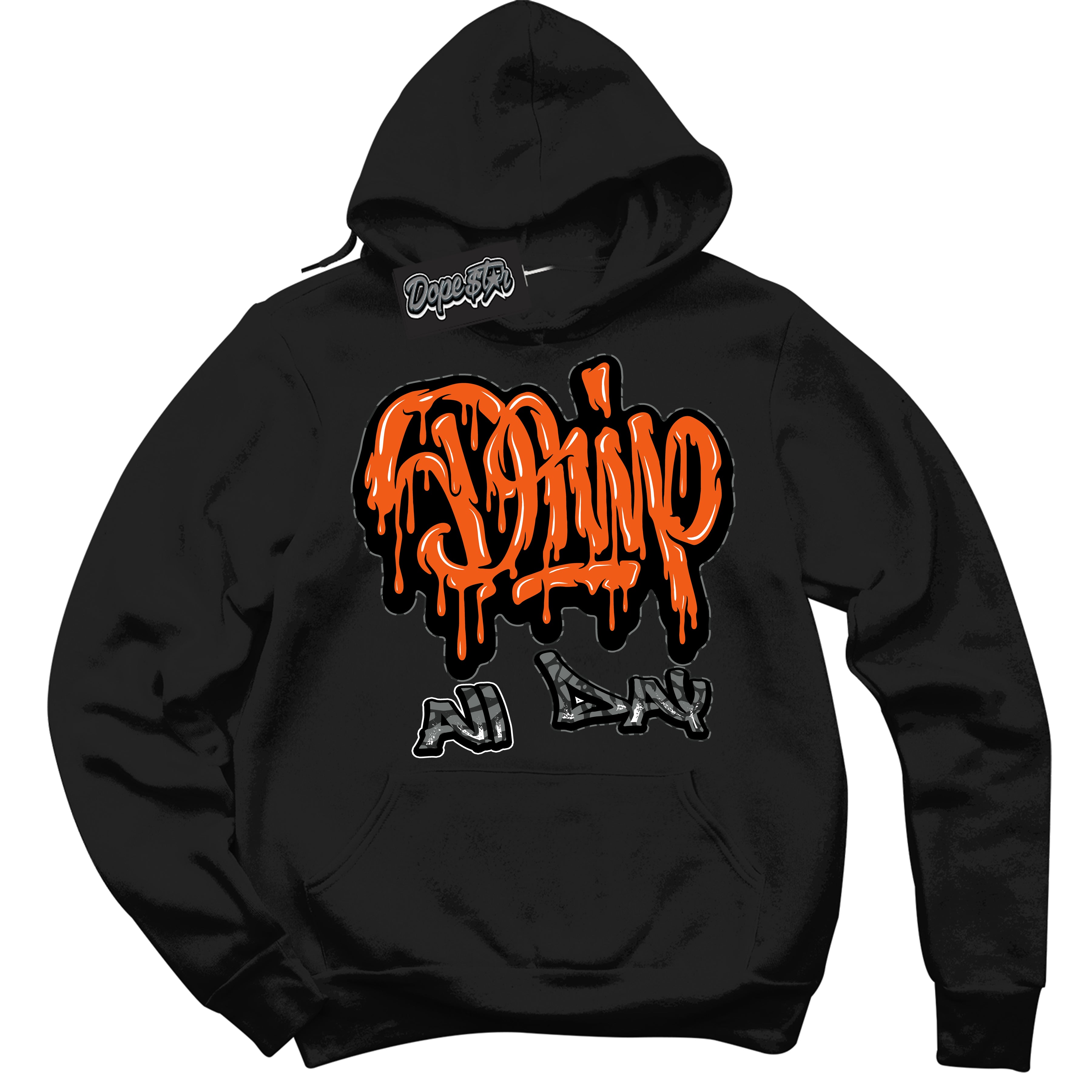 Cool Black Graphic DopeStar Hoodie with “ Drip All Day “ print, that perfectly matches Fear Pack 3s sneakers