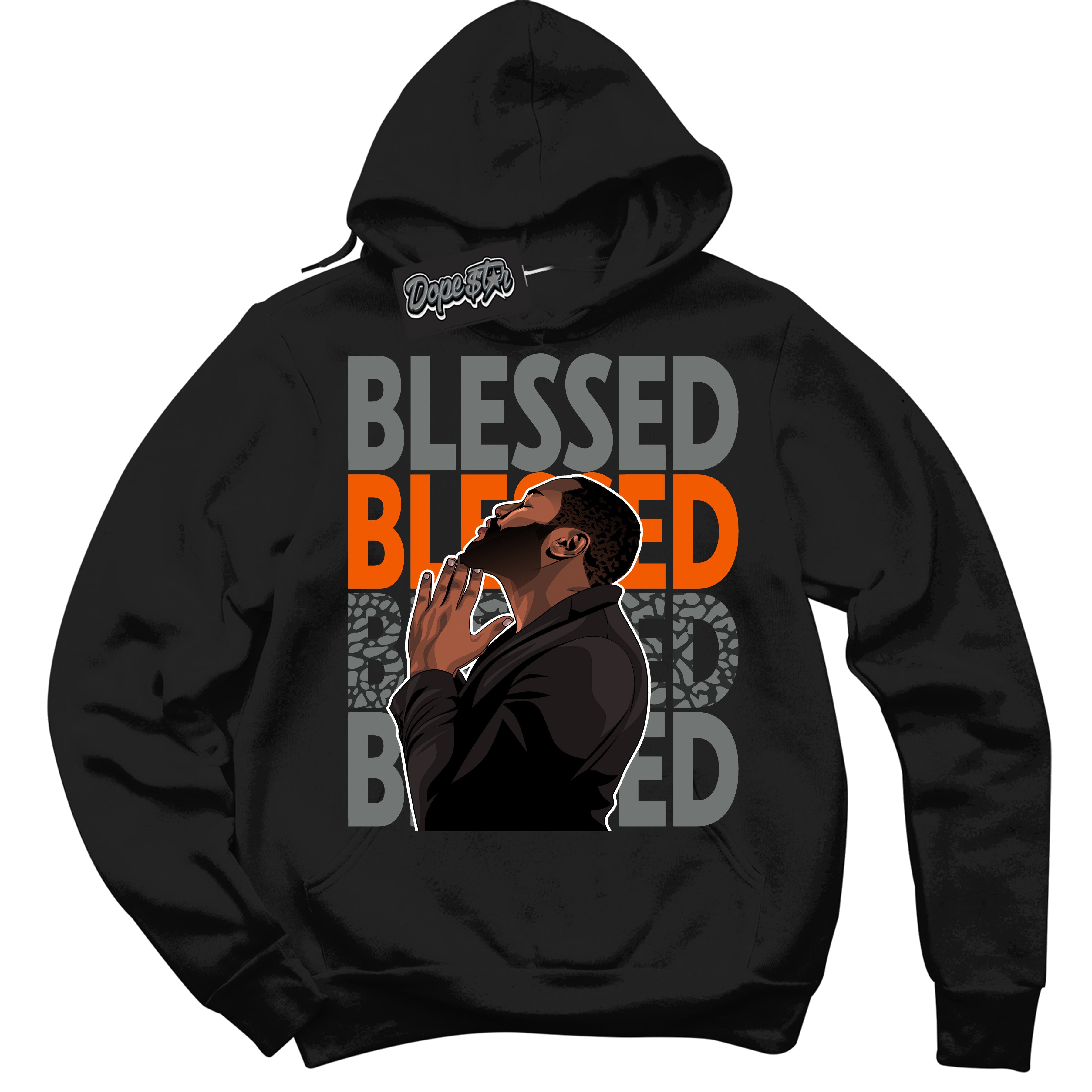 Cool Black Graphic DopeStar Hoodie with “ God Blessed “ print, that perfectly matches Fear Pack 3s sneakers