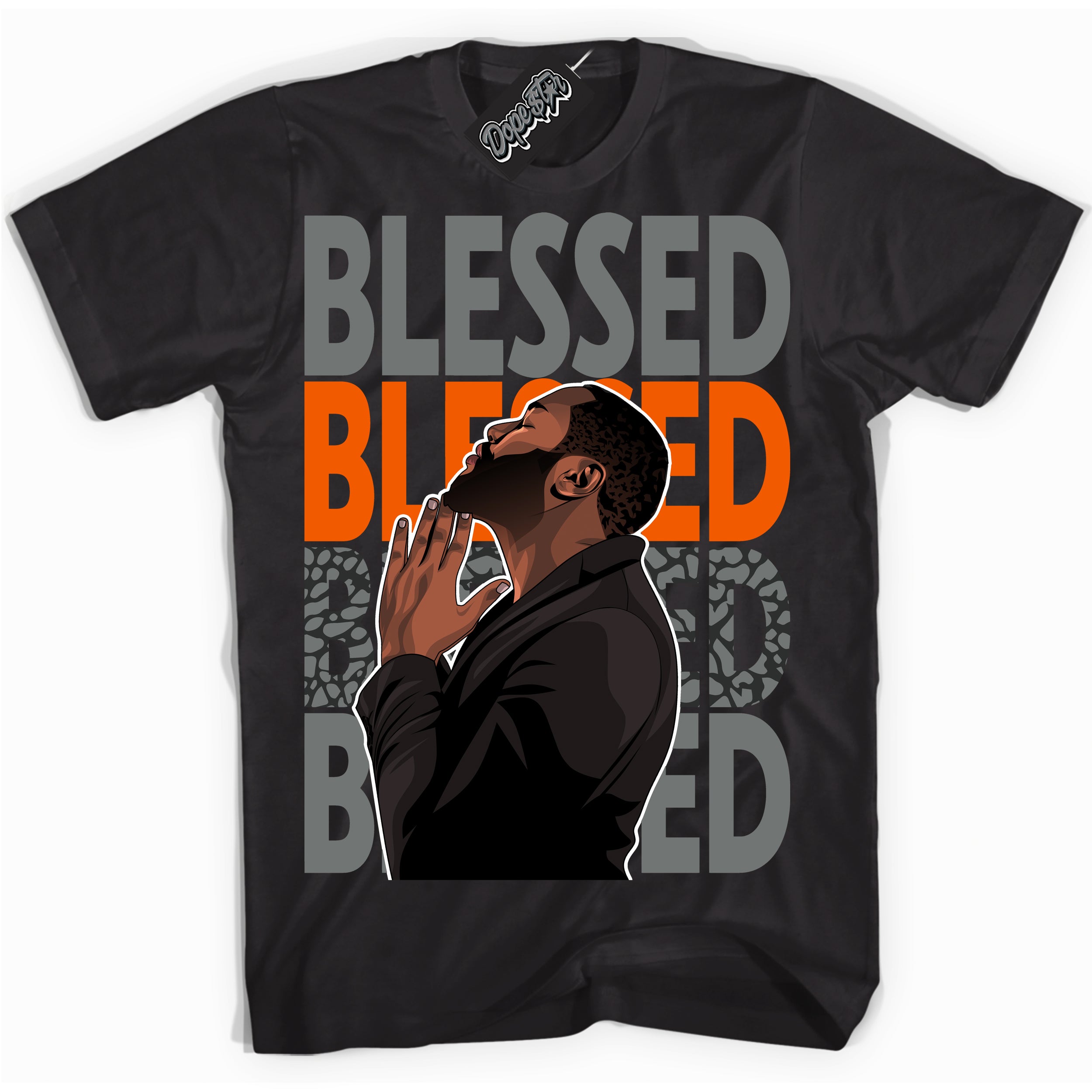 Cool Black graphic tee with “ God Blessed ” design, that perfectly matches Fear Pack 3s sneakers