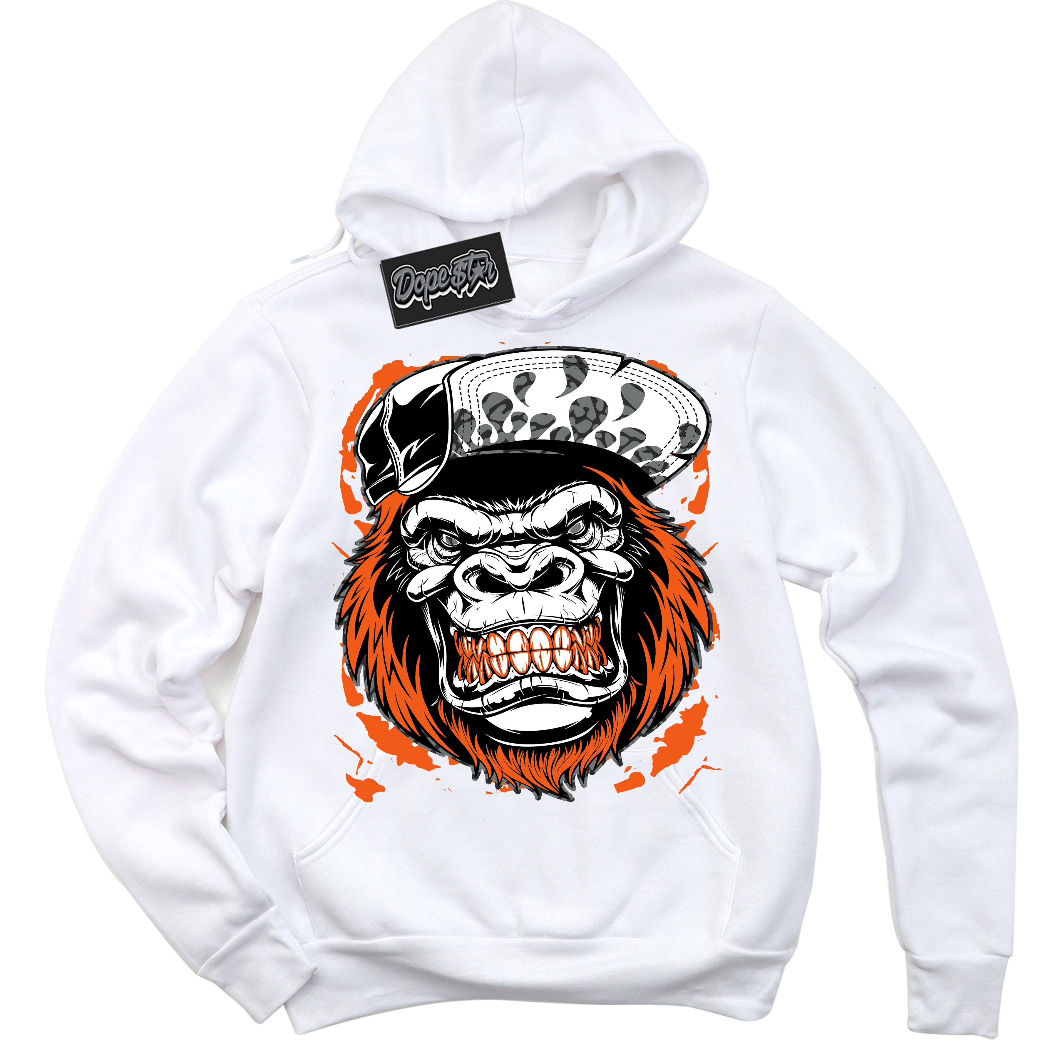 Cool White Graphic DopeStar Hoodie with “ Gorilla Beast “ print, that perfectly matches Fear Pack 3s sneakers