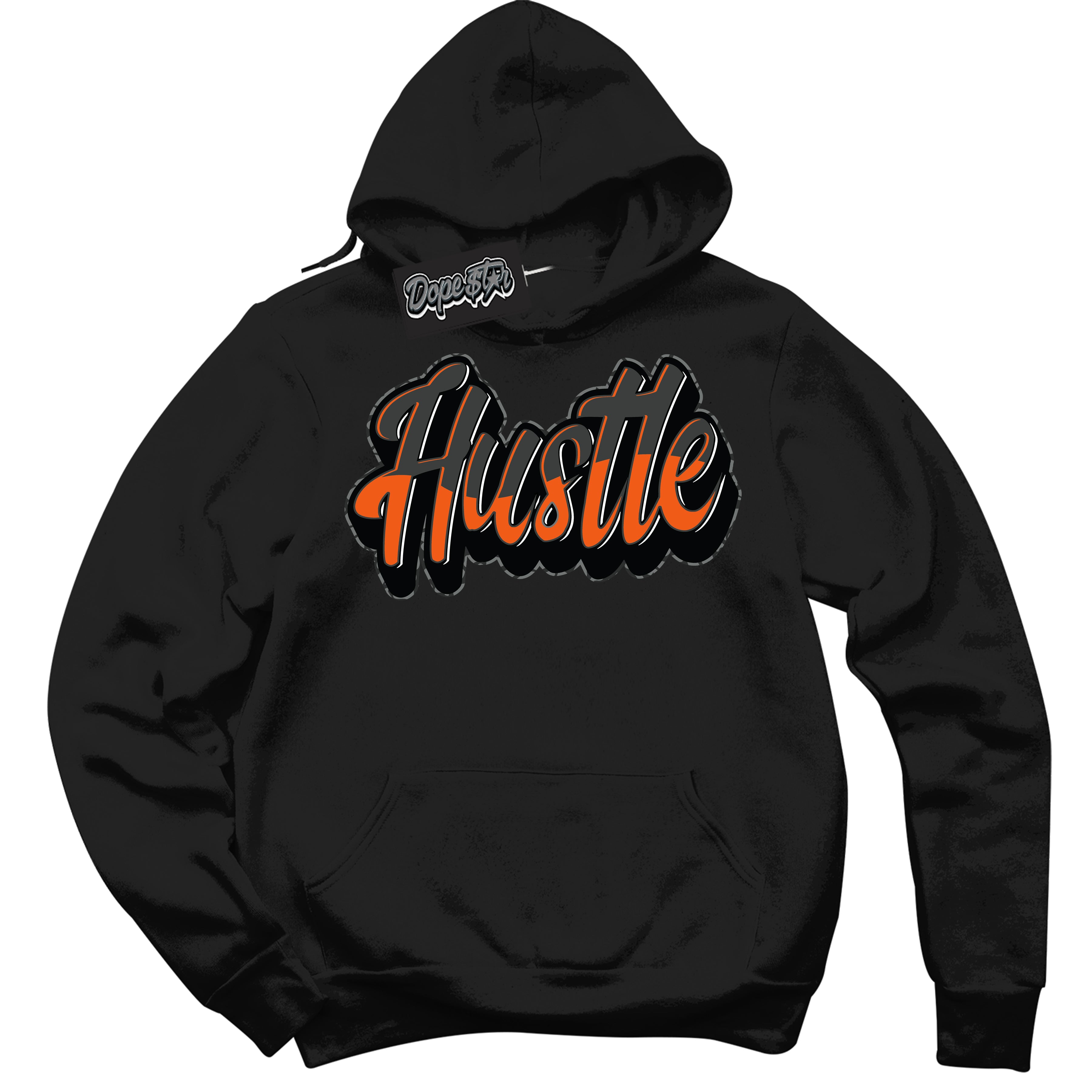 Cool Black Graphic DopeStar Hoodie with “ Hustle “ print, that perfectly matches Fear Pack 3s sneakers