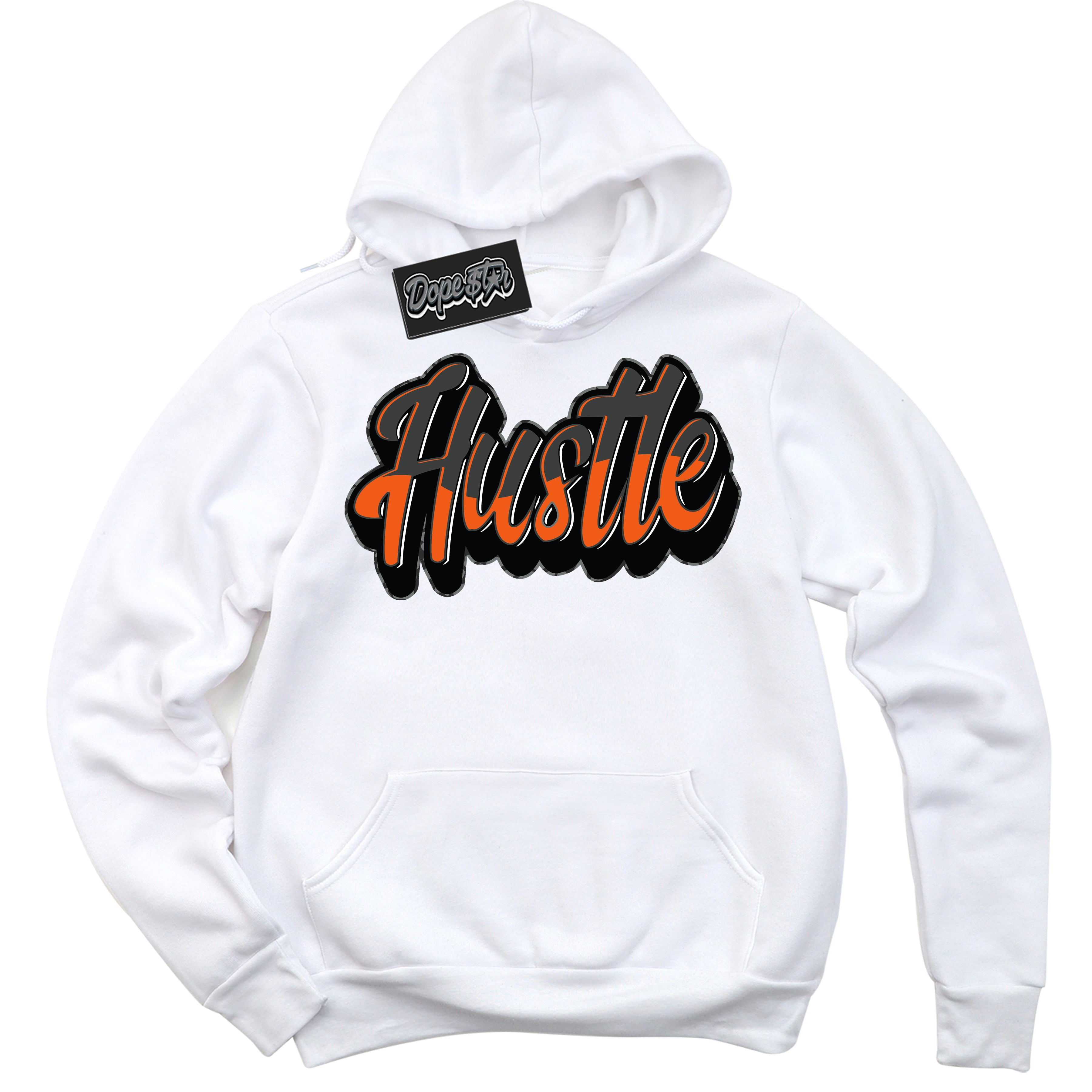 Cool White Graphic DopeStar Hoodie with “ Hustle “ print, that perfectly matches Fear Pack 3s sneakers