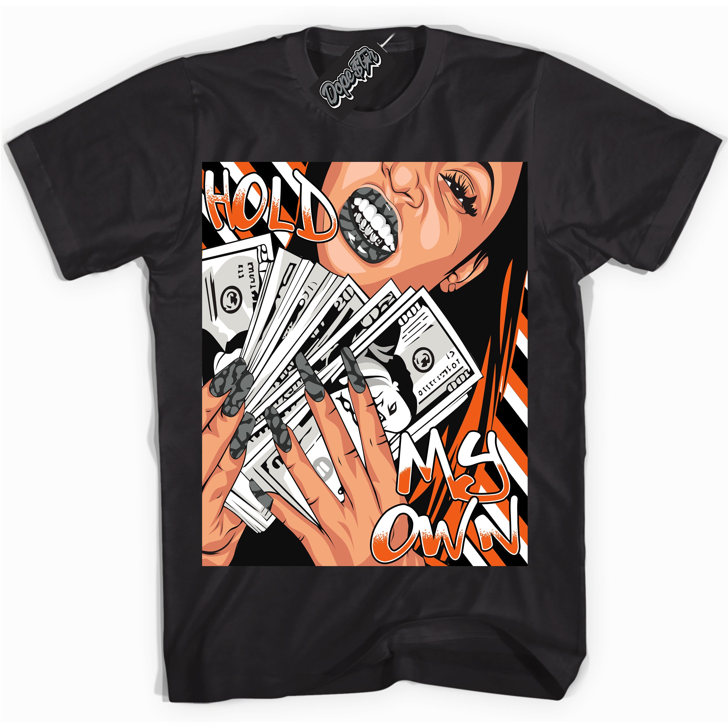 Cool Black graphic tee with “ Hold My Own ” design, that perfectly matches Fear Pack 3s sneakers