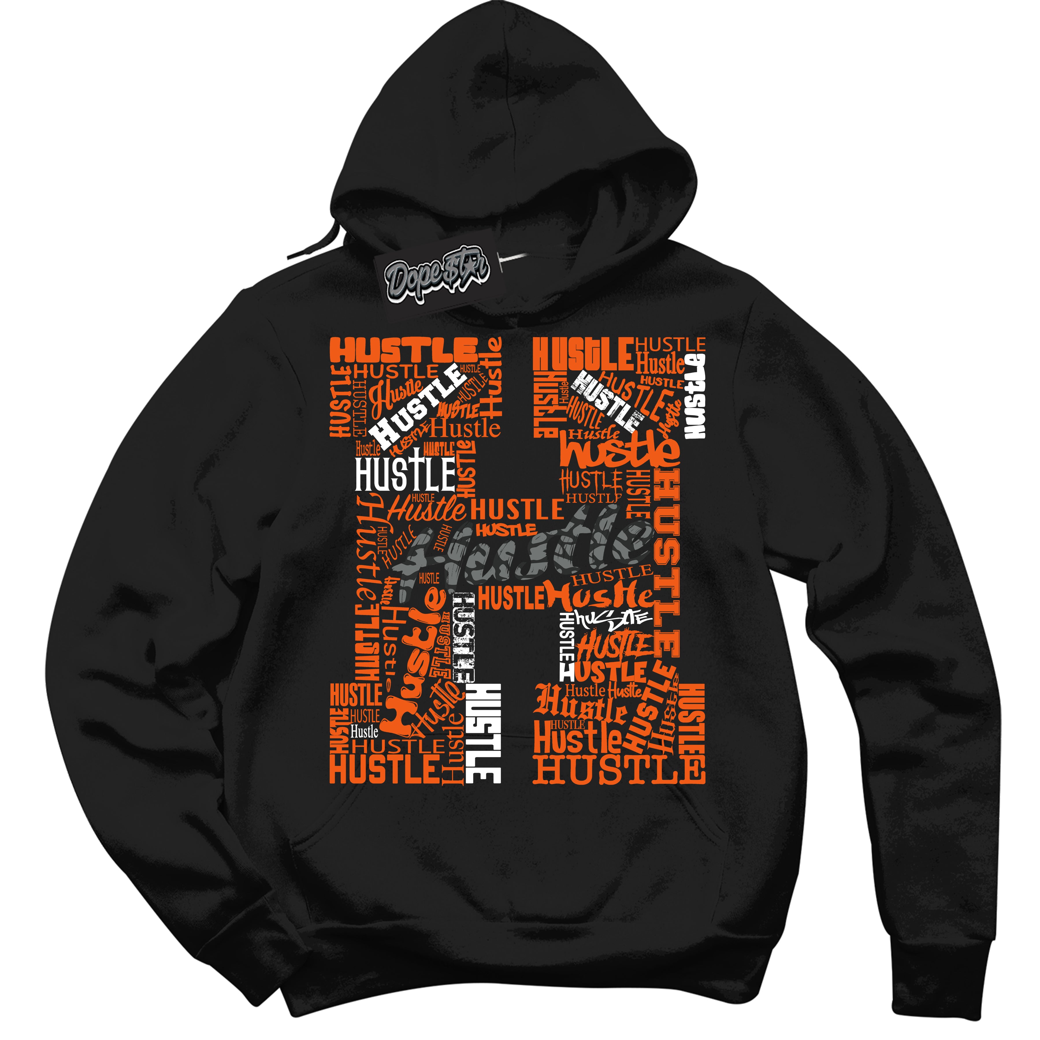 Cool Black Graphic DopeStar Hoodie with “ Hustle H “ print, that perfectly matches Fear Pack 3s sneakers