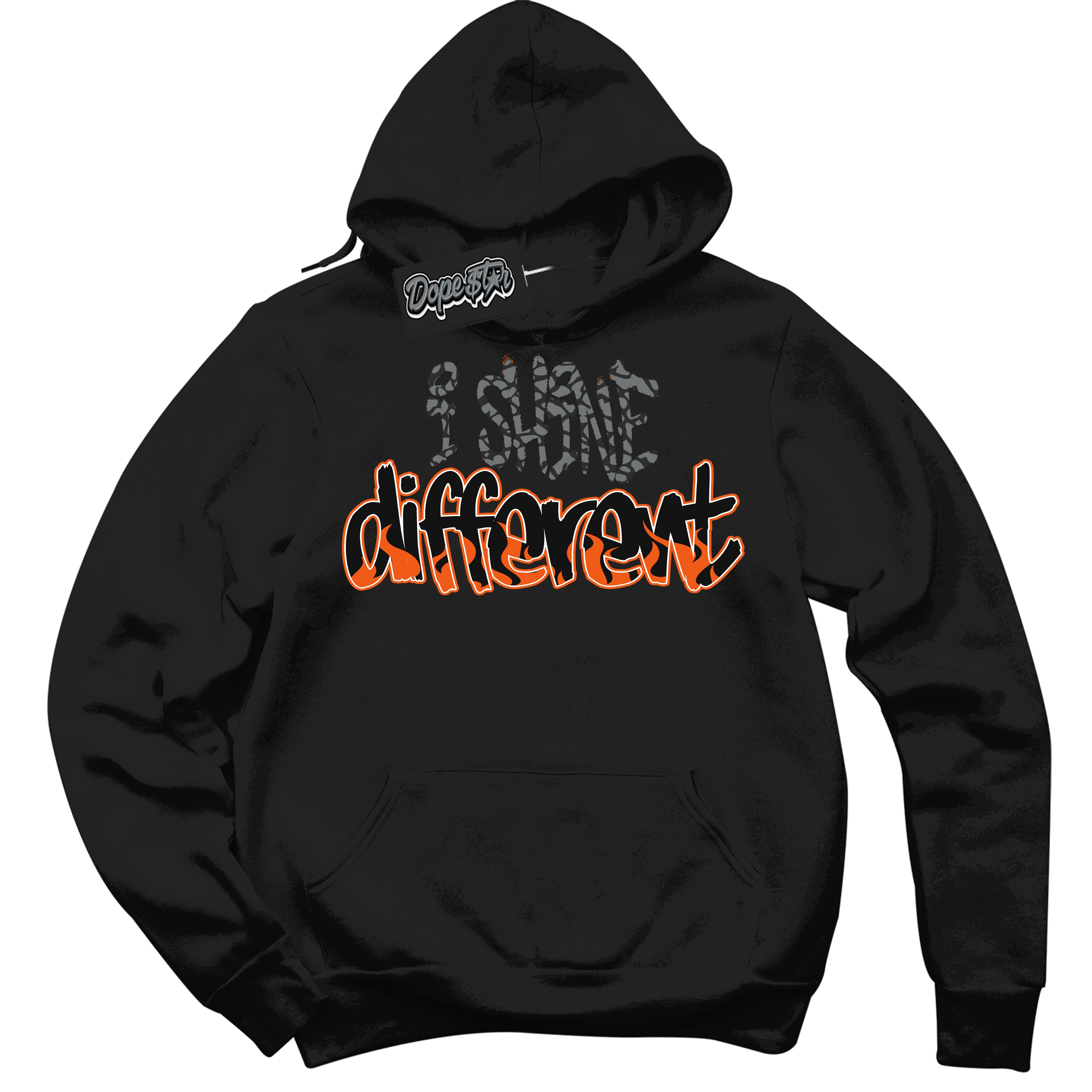 Cool Black Graphic DopeStar Hoodie with “ I Shine Different “ print, that perfectly matches Fear Pack 3s sneakers