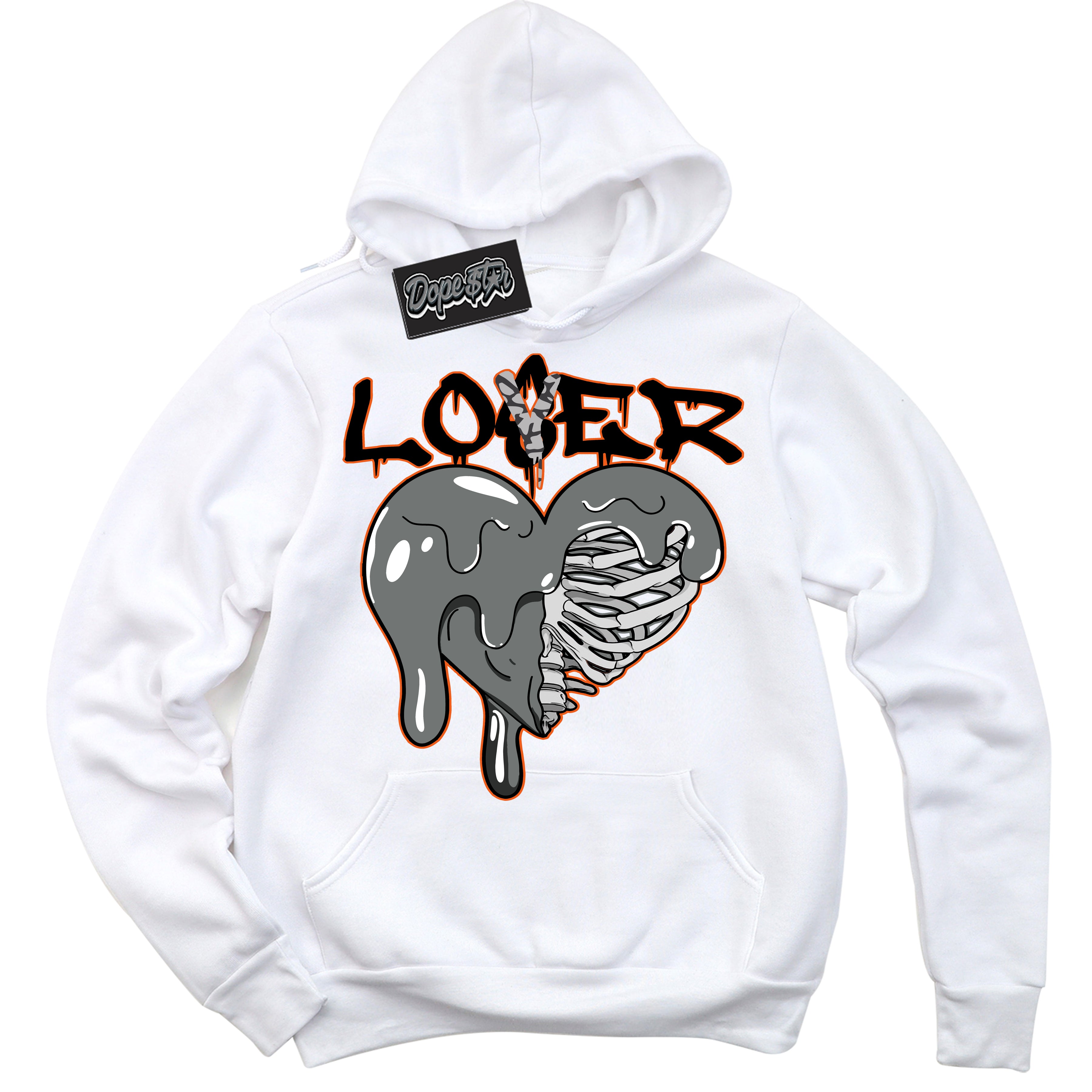 Cool White Graphic DopeStar Hoodie with “ Lover Loser “ print, that perfectly matches Fear Pack 3s sneakers