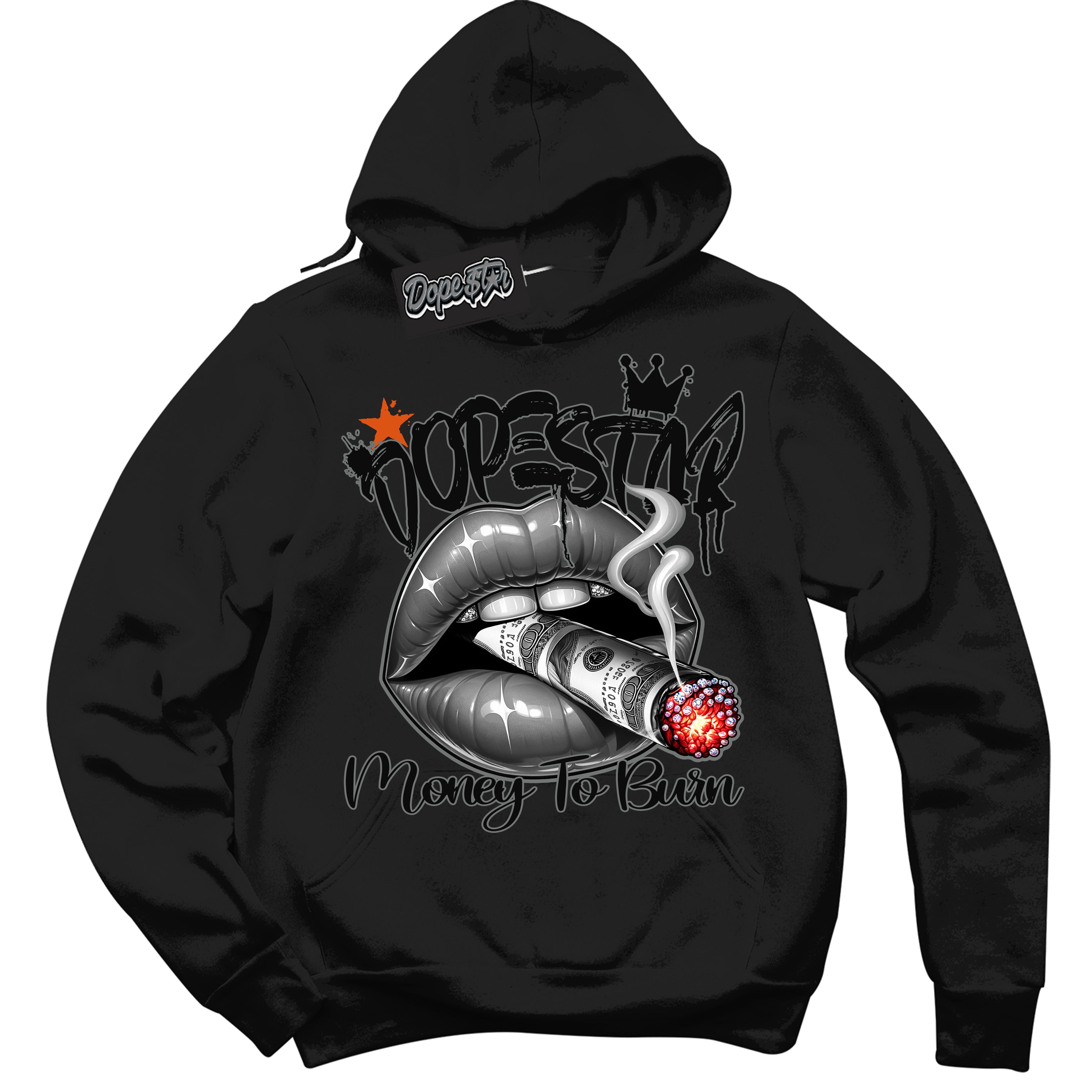 Cool Black Hoodie with “ Money To Burn ” design that Perfectly Matches Fear Pack 3s Sneakers.