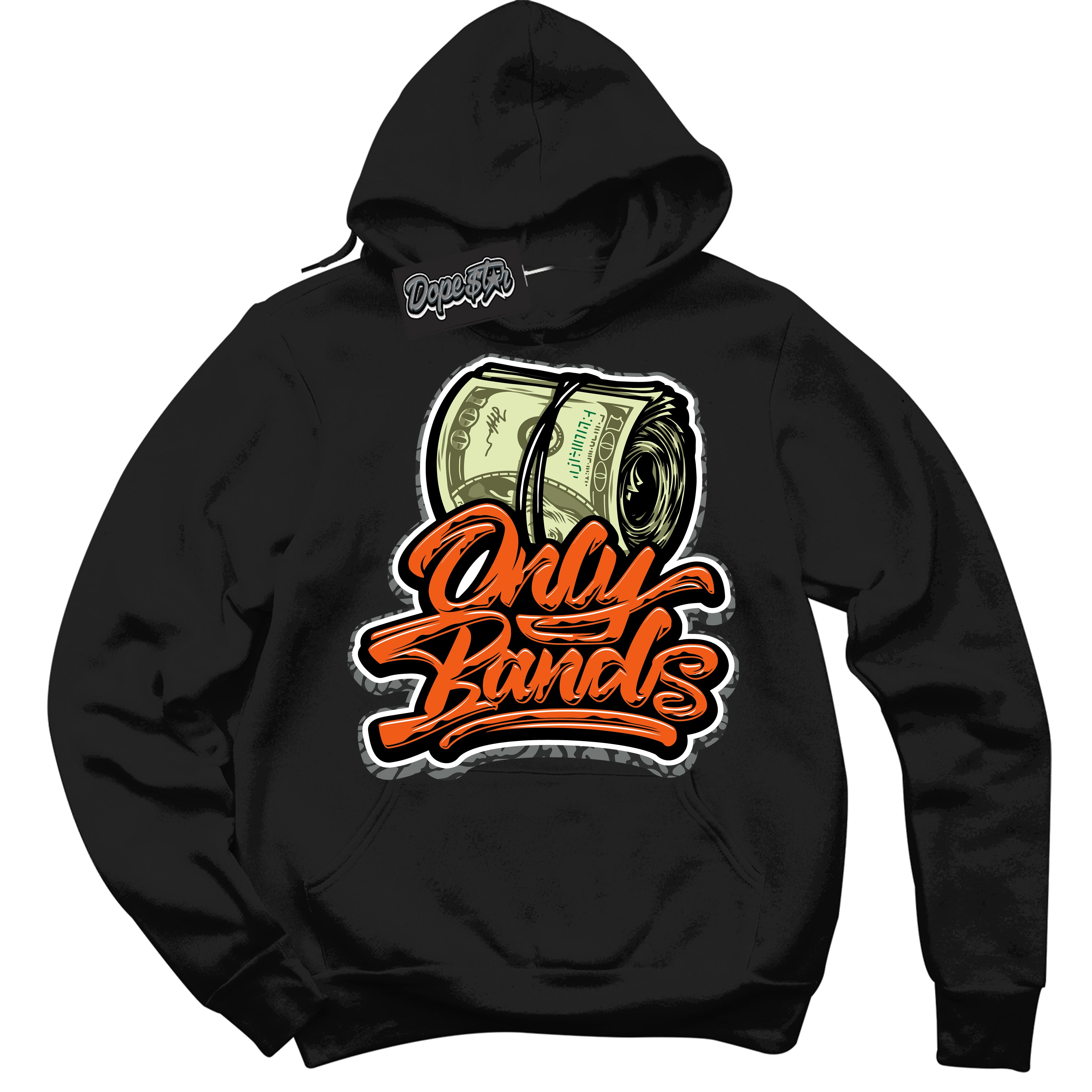 Cool Black Graphic DopeStar Hoodie with “ Only Bands “ print, that perfectly matches Fear Pack 3s sneakers