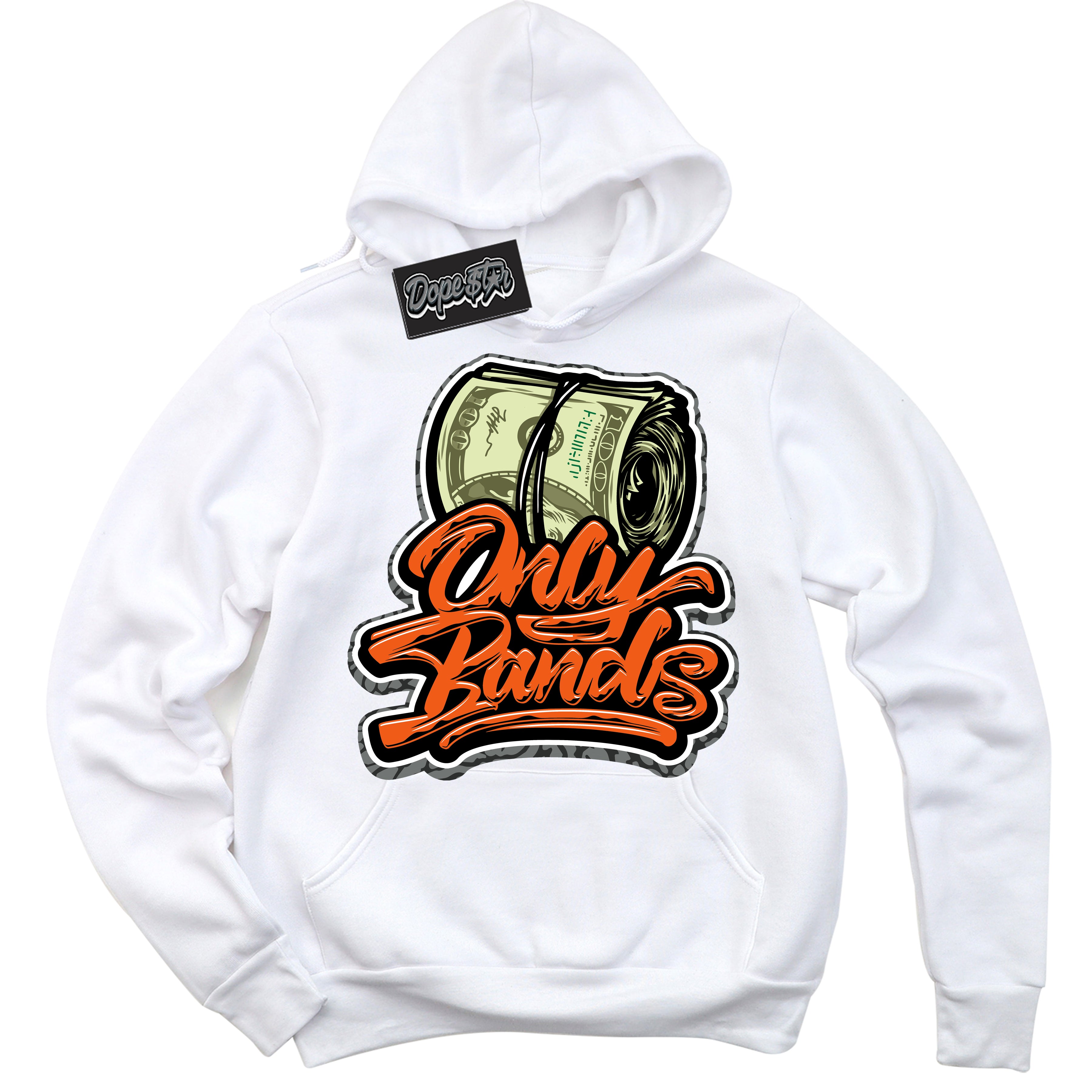 Cool White Graphic DopeStar Hoodie with “ Only Bands “ print, that perfectly matches Fear Pack 3s sneakers