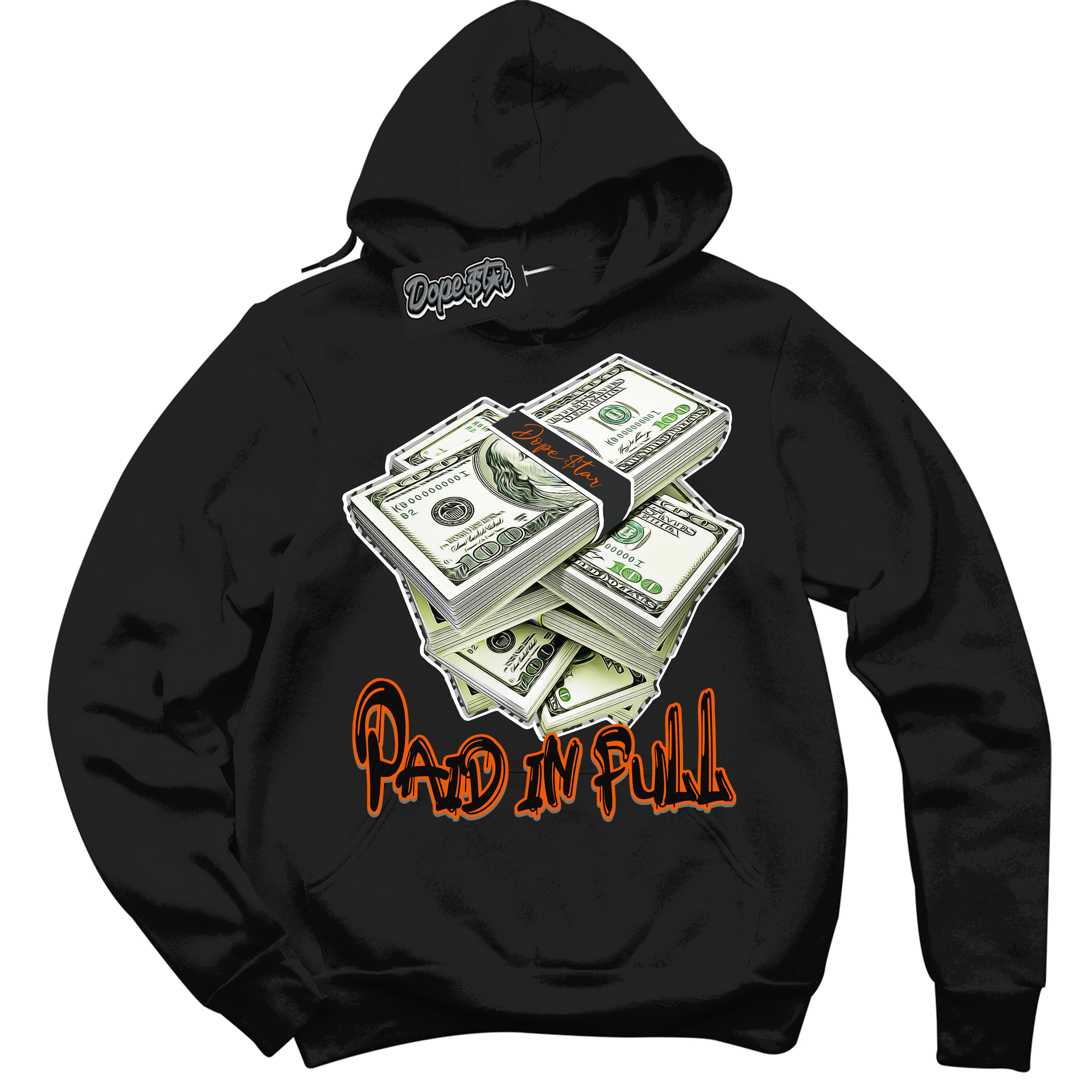 Cool Black Graphic DopeStar Hoodie with “ Paid In Full “ print, that perfectly matches Fear Pack 3s sneakers