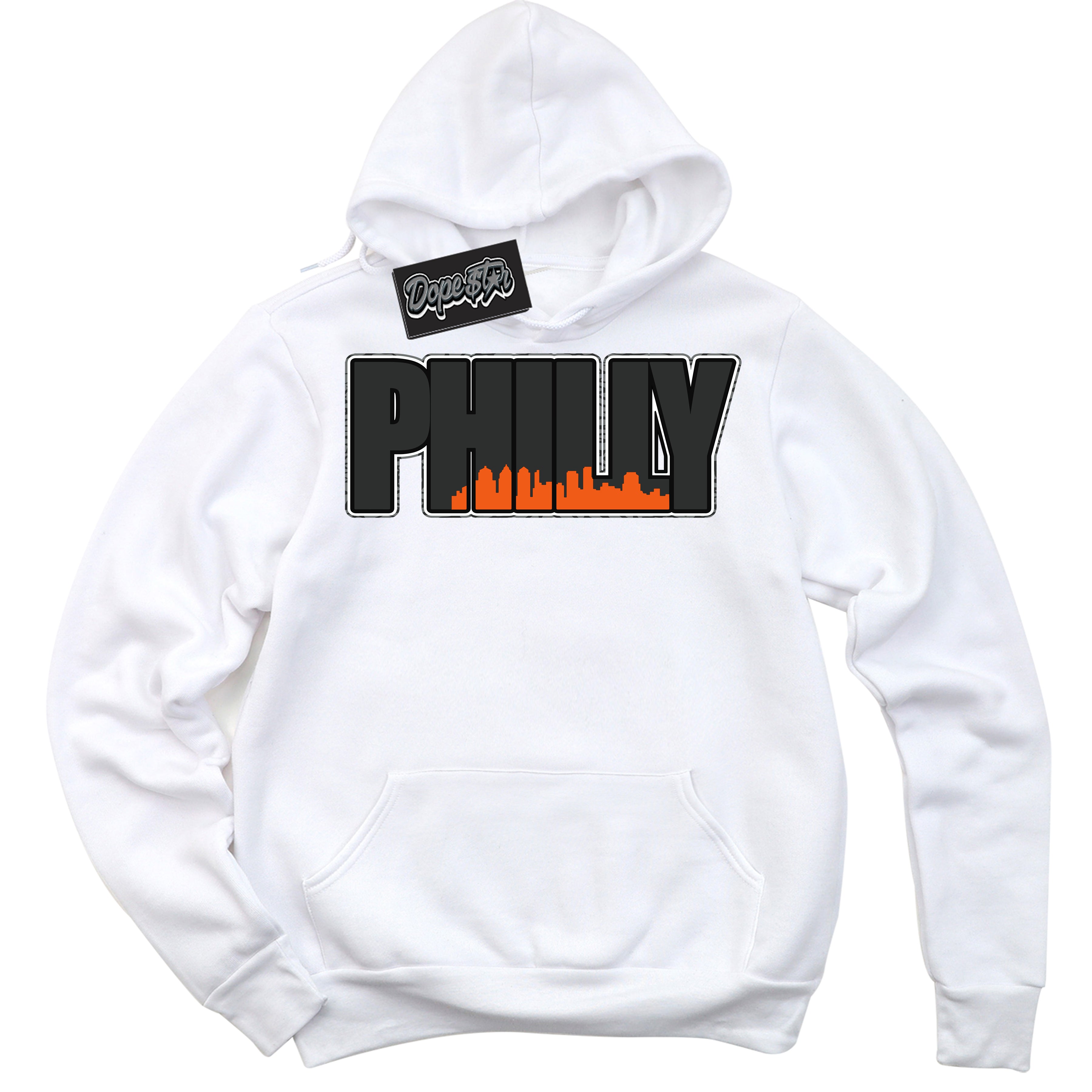 Cool White Graphic DopeStar Hoodie with “ Philly “ print, that perfectly matches Fear Pack 3s sneakers
