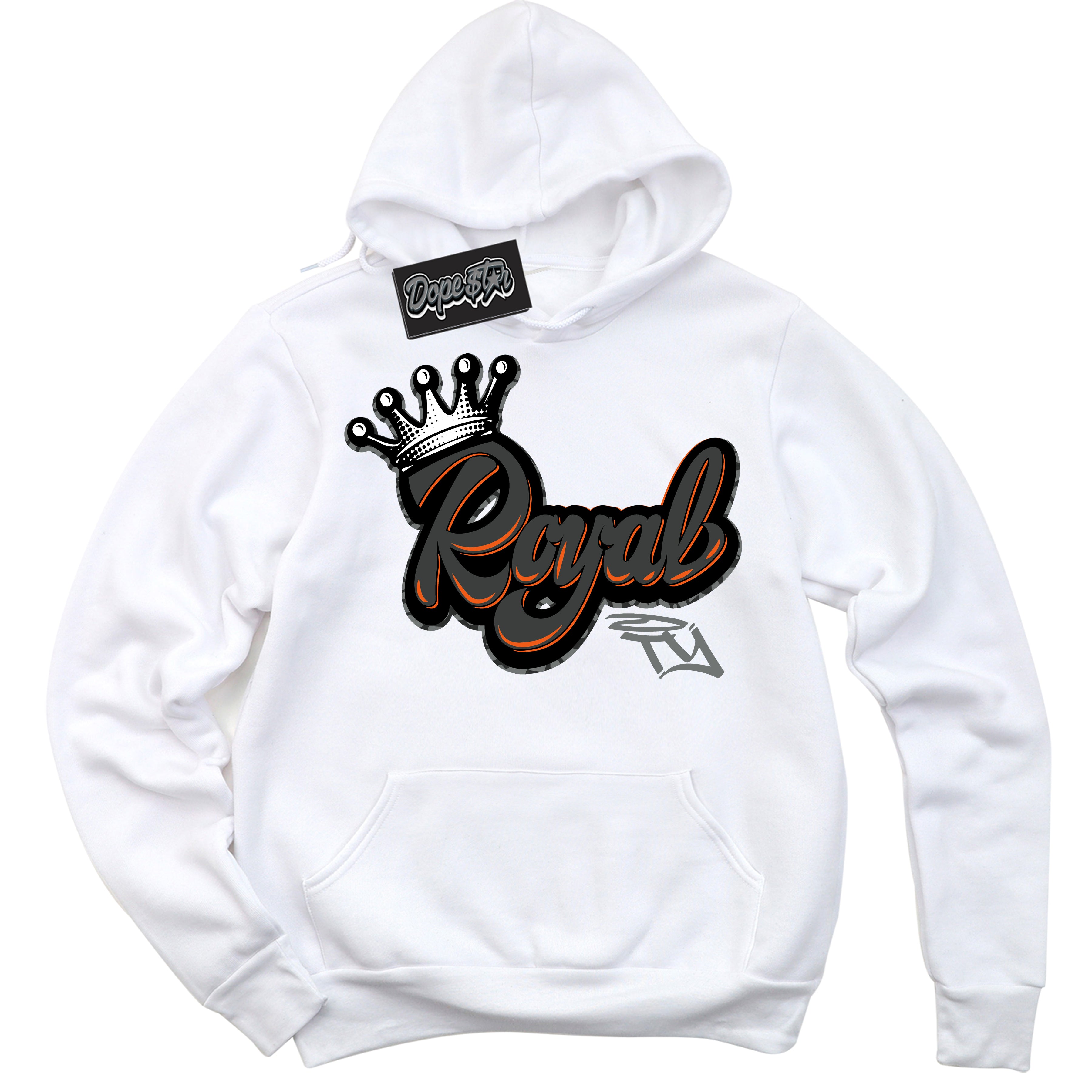 Cool White Graphic DopeStar Hoodie with “ Royalty “ print, that perfectly matches Fear Pack 3s sneakers