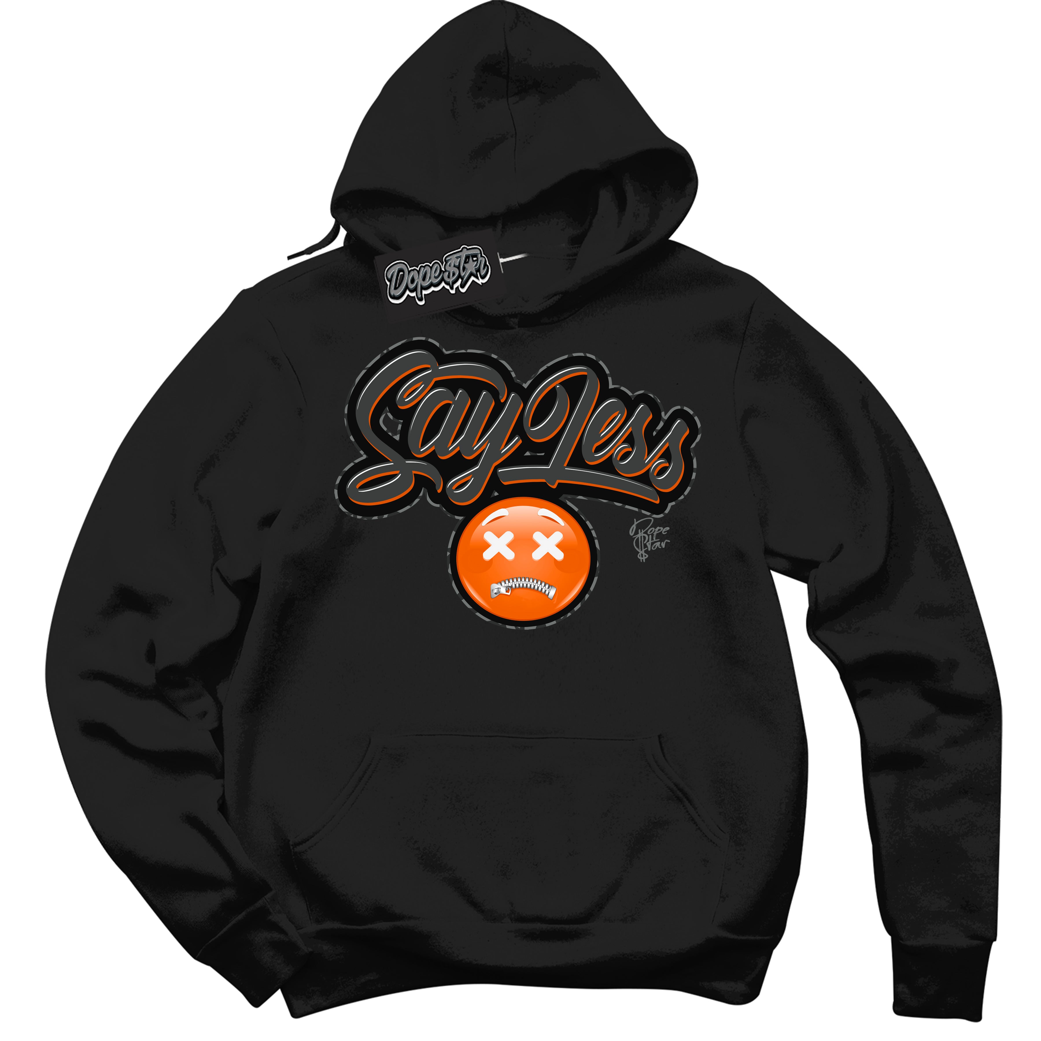 Cool Black Graphic DopeStar Hoodie with “ Say Less “ print, that perfectly matches Fear Pack 3s sneakers