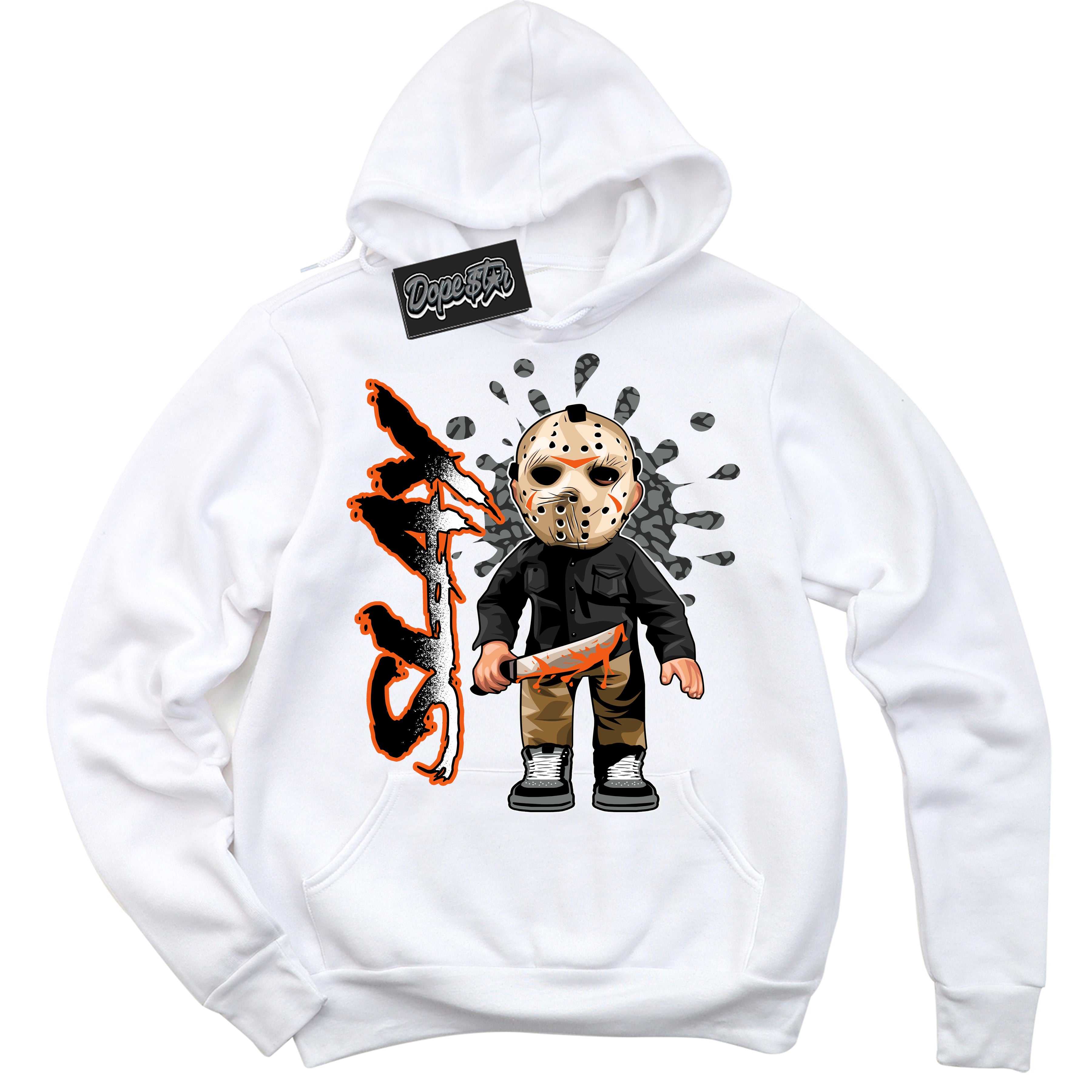 Cool White Graphic DopeStar Hoodie with “ Slay “ print, that perfectly matches Fear Pack 3s sneakers