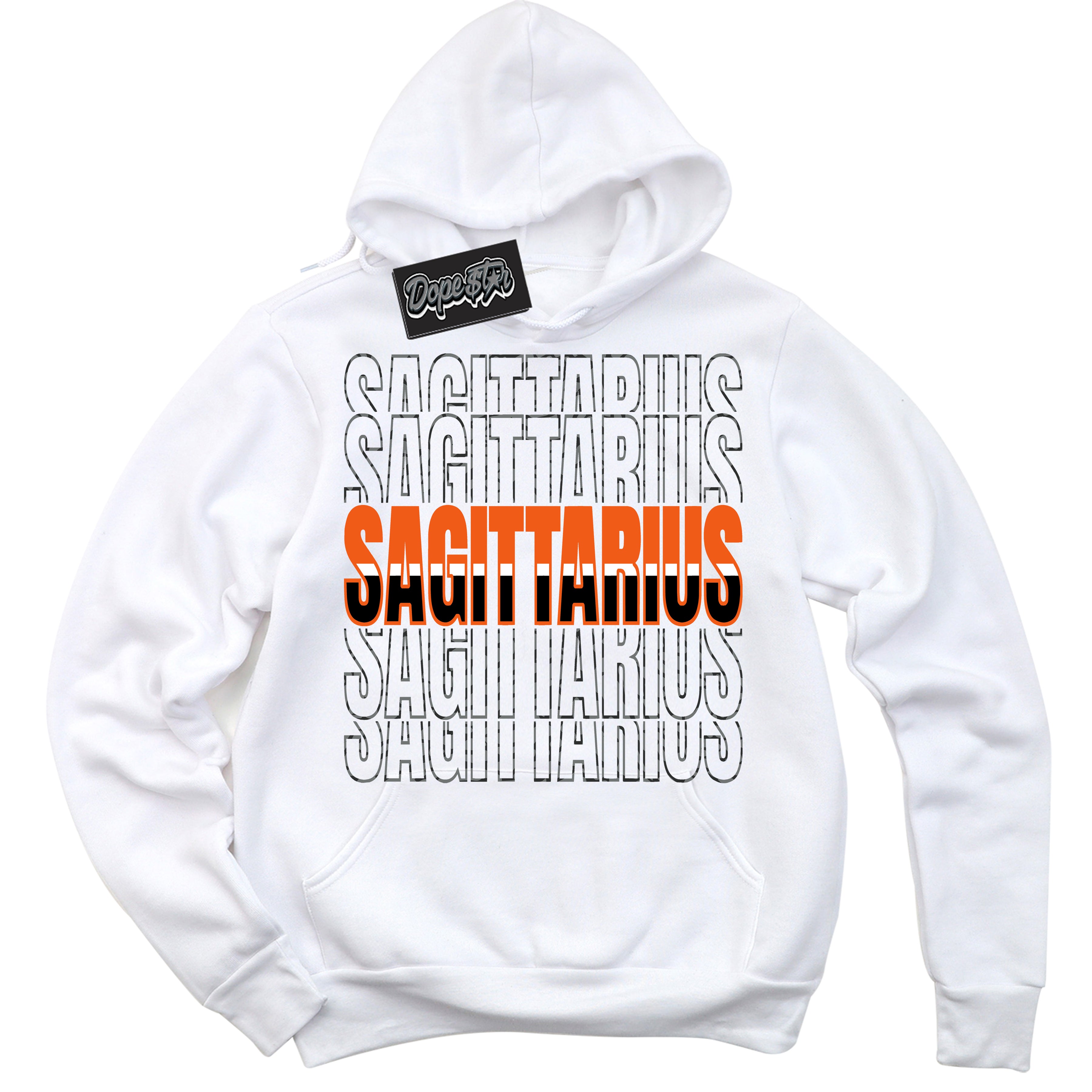 Cool White Graphic DopeStar Hoodie with “ Sagittarius “ print, that perfectly matches Fear Pack 3s sneakers