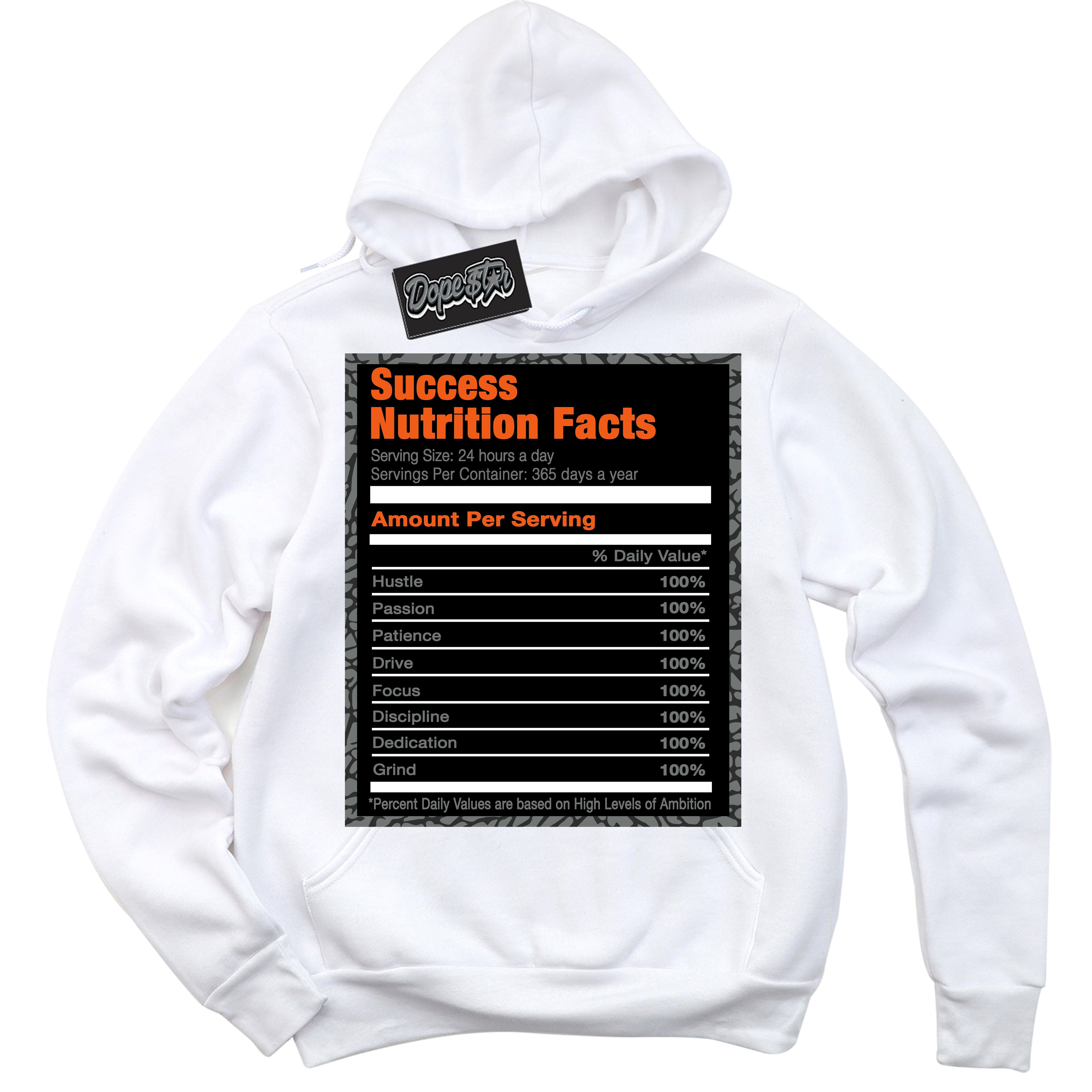 Cool White Graphic DopeStar Hoodie with “ Success Nutrition “ print, that perfectly matches Fear Pack 3s sneakers