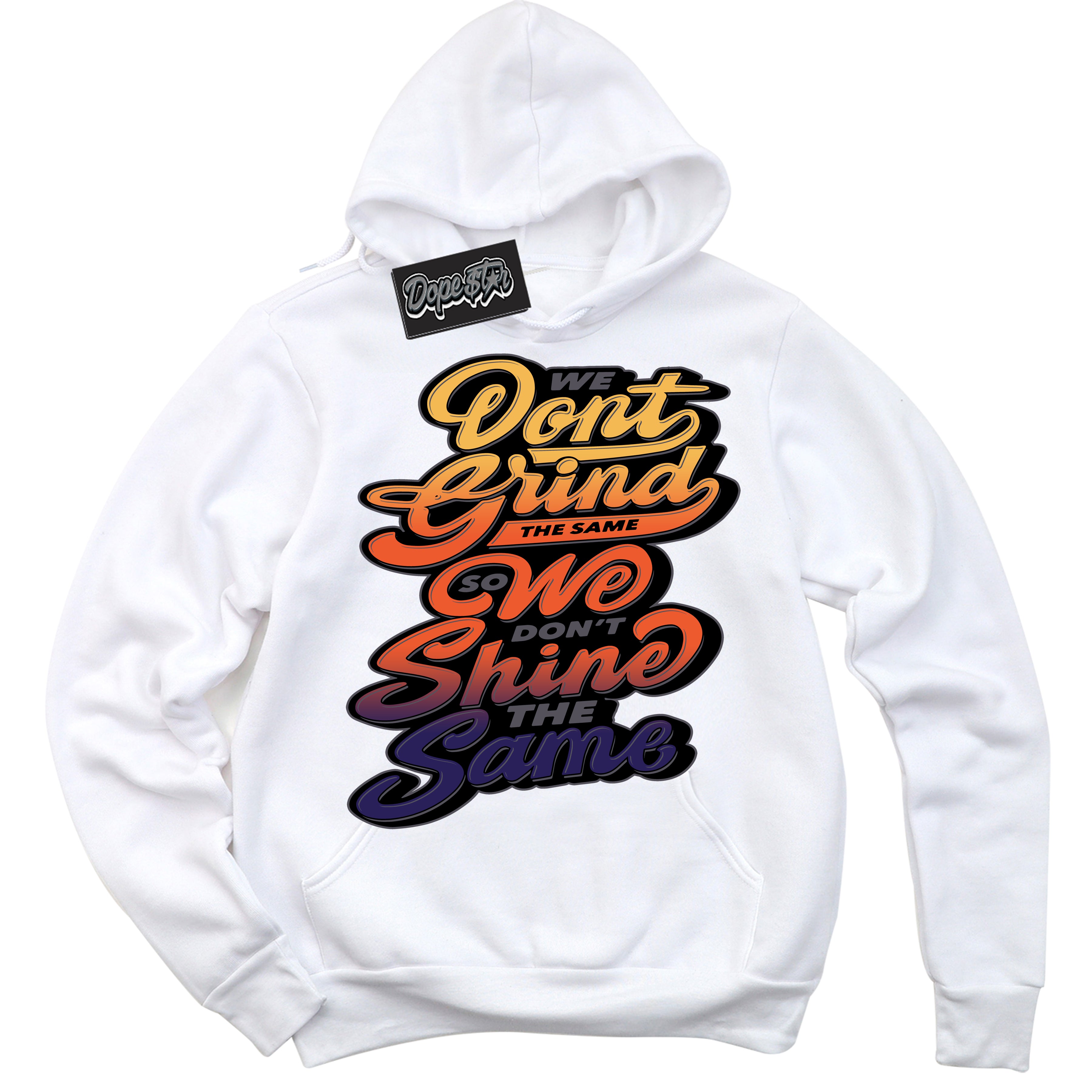 Cool White Hoodie with “ Grind Shine ” design that Perfectly Matches J Balvin Rio 3s Sneakers.