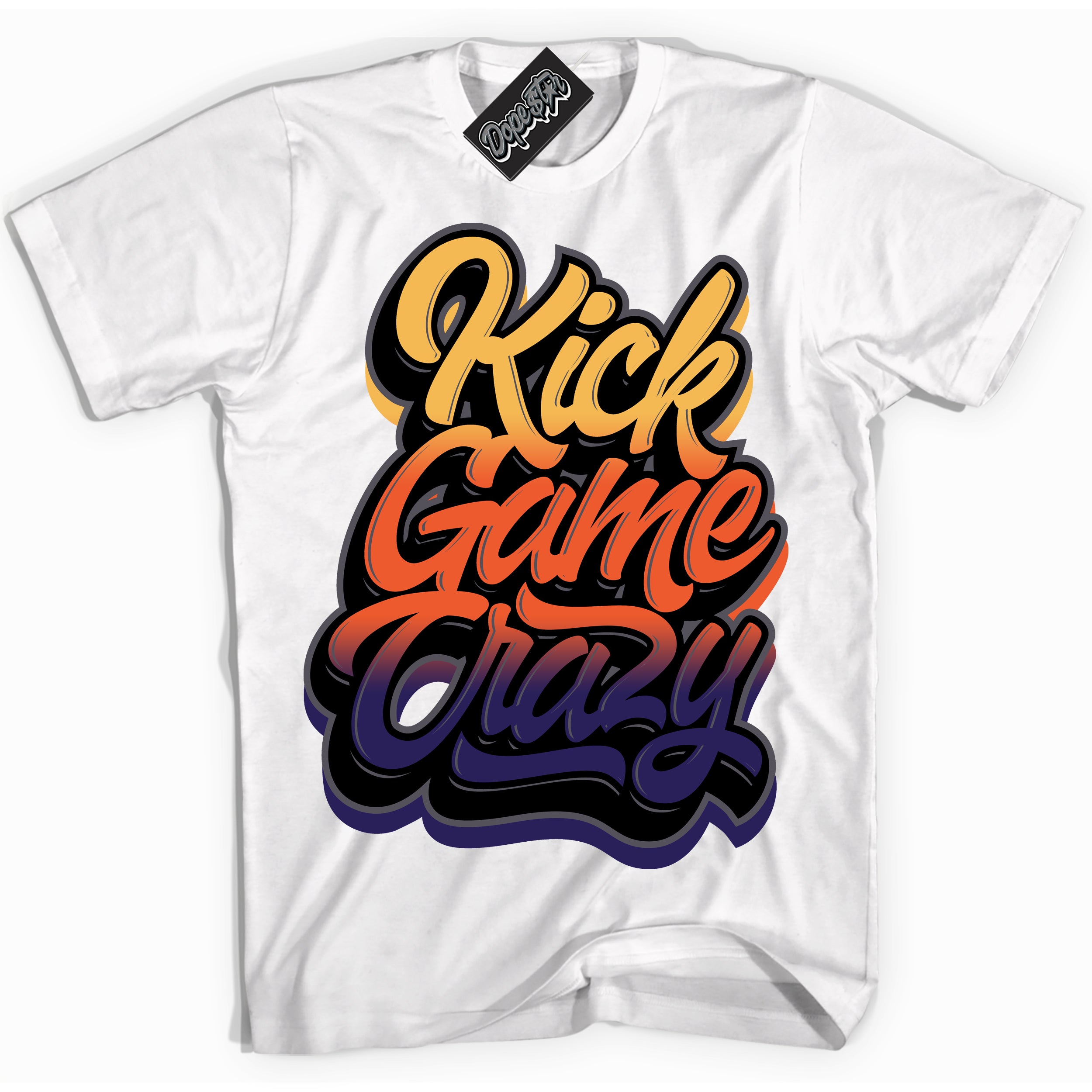 Cool White Shirt with “ Kick Game Crazy” design that perfectly matches J Balvin Rio 3s Sneakers.