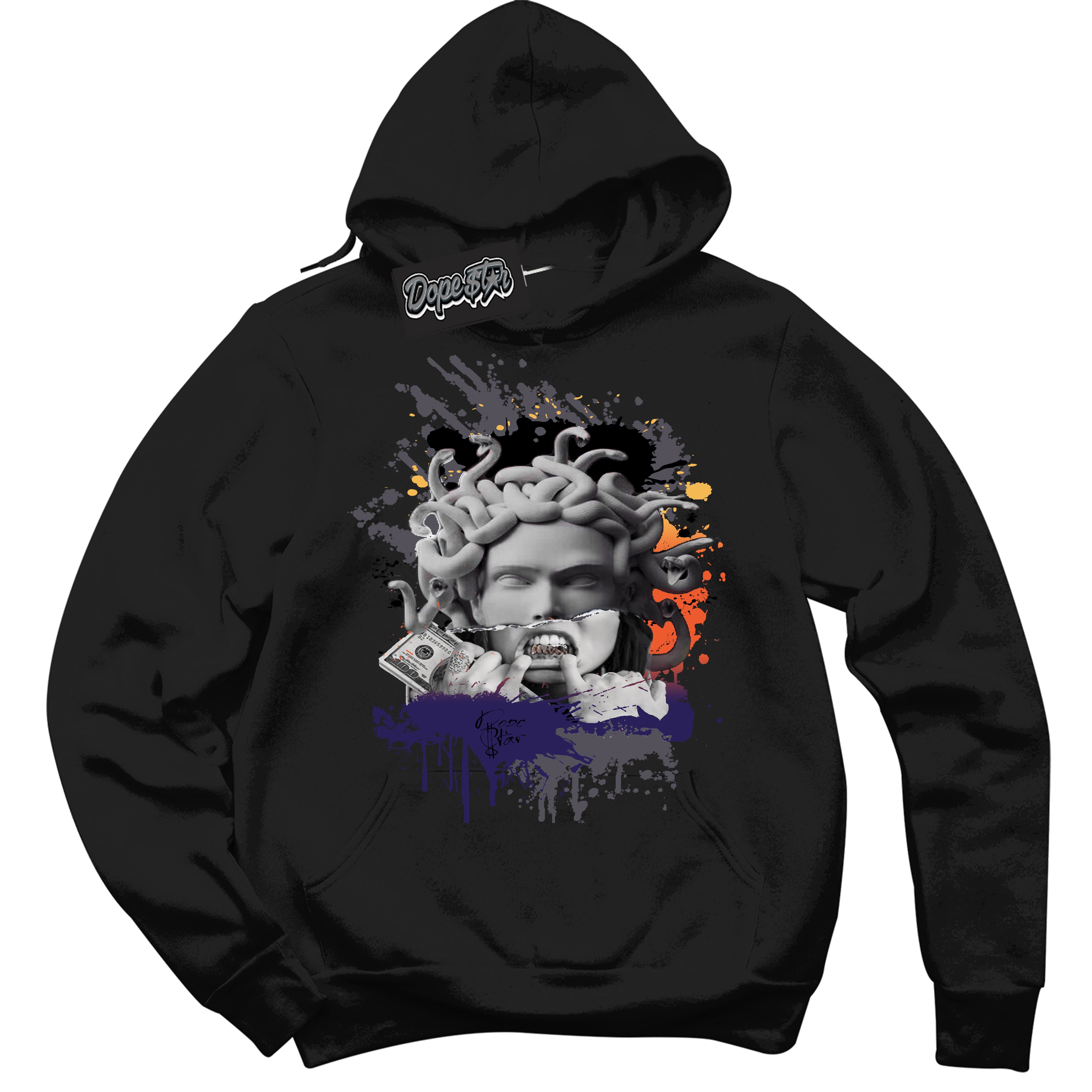 Cool Black Hoodie with “ Medusa ” design that Perfectly Matches J Balvin Rio 3s Sneakers.