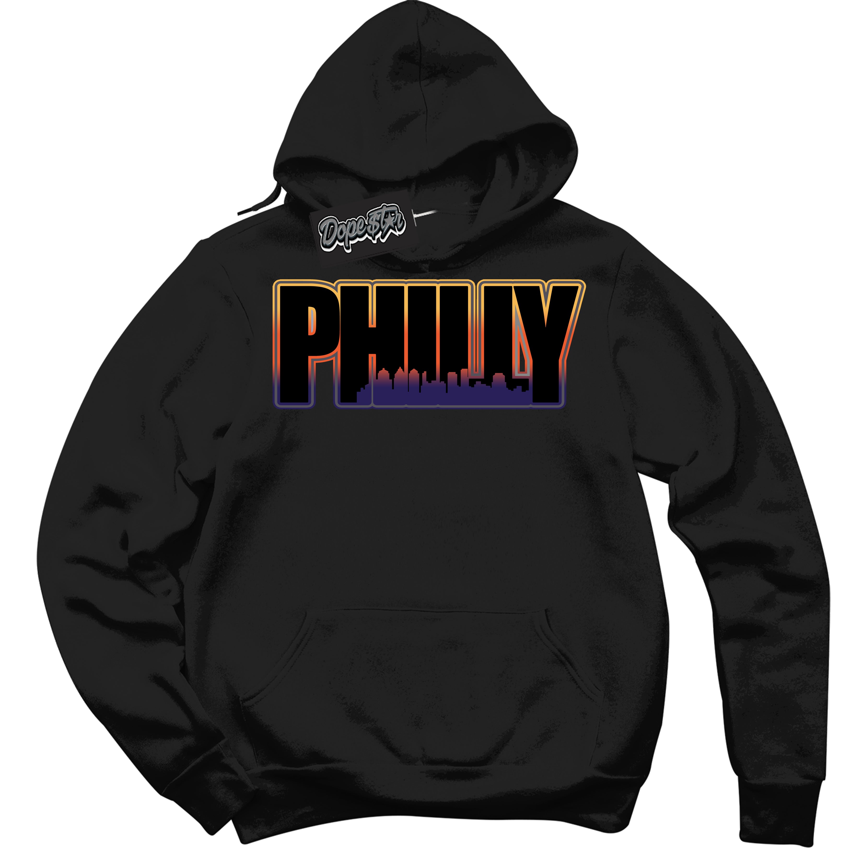 Cool Black Hoodie with “ Philly ” design that Perfectly Matches J Balvin Rio 3s Sneakers.