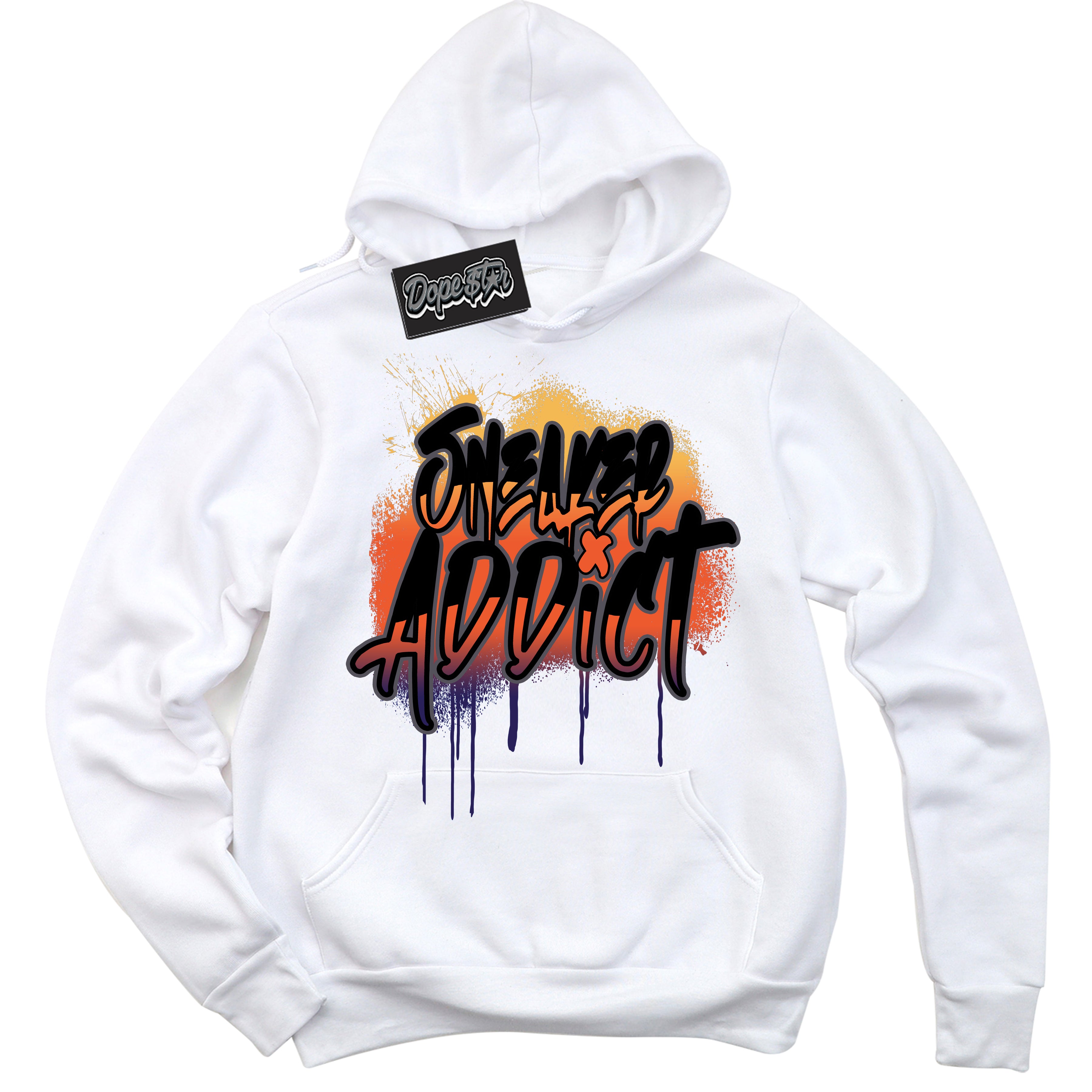 Cool White Hoodie with “ Sneaker Addict ” design that Perfectly Matches J Balvin Rio 3s Sneakers.