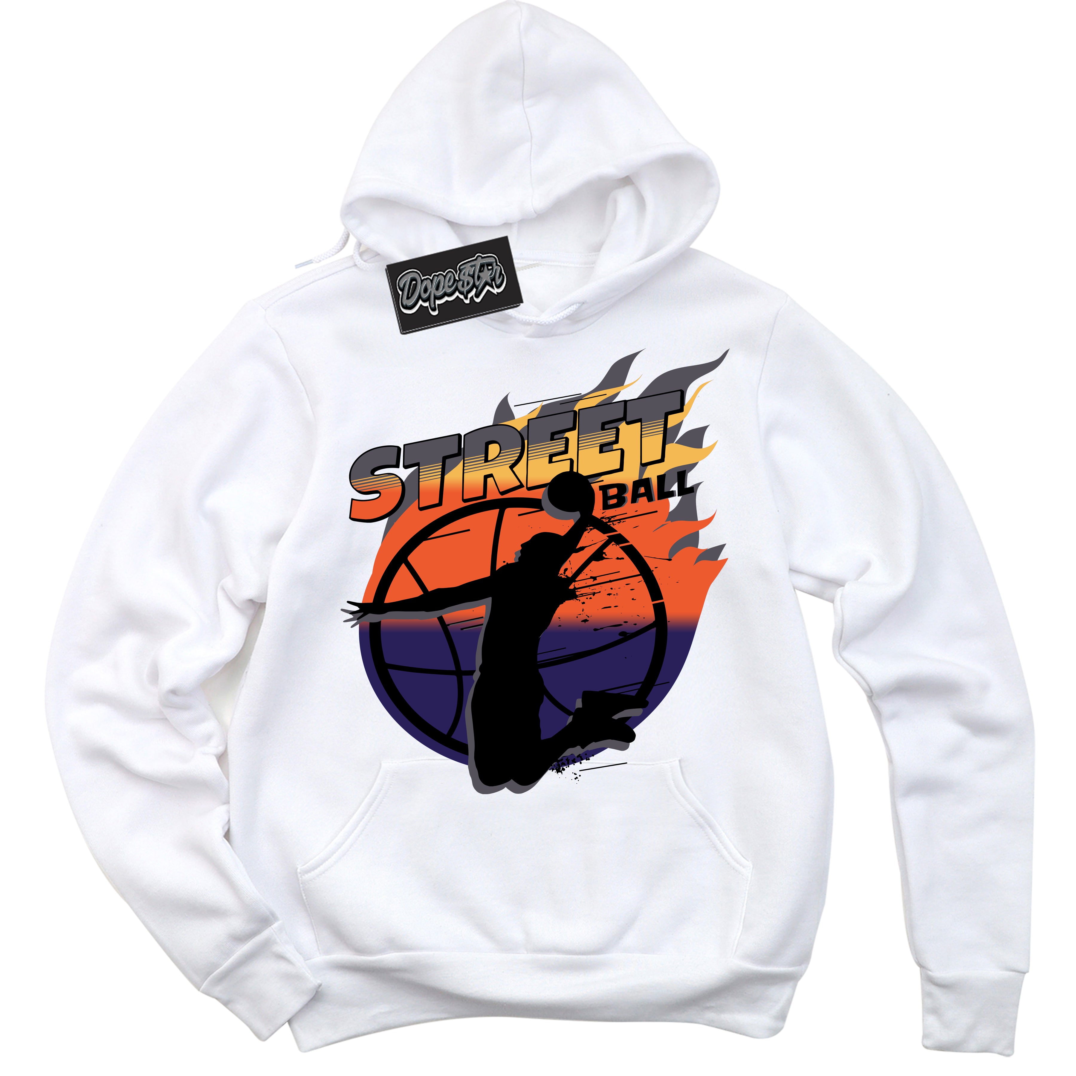 Cool White Hoodie with “ Street Ball ” design that Perfectly Matches J Balvin Rio 3s Sneakers.