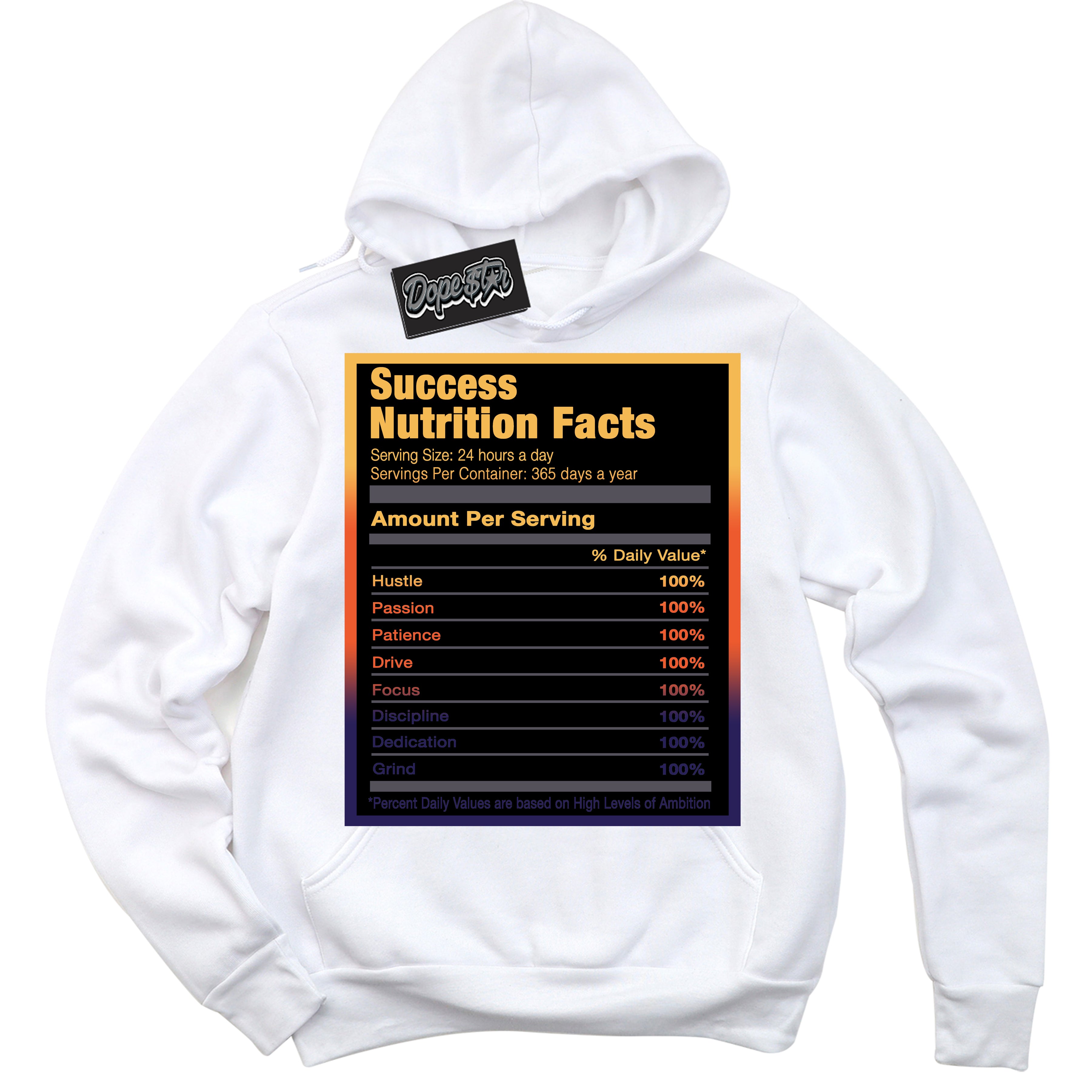 Cool White Hoodie with “ Success Nutrition ” design that Perfectly Matches J Balvin Rio 3s Sneakers.