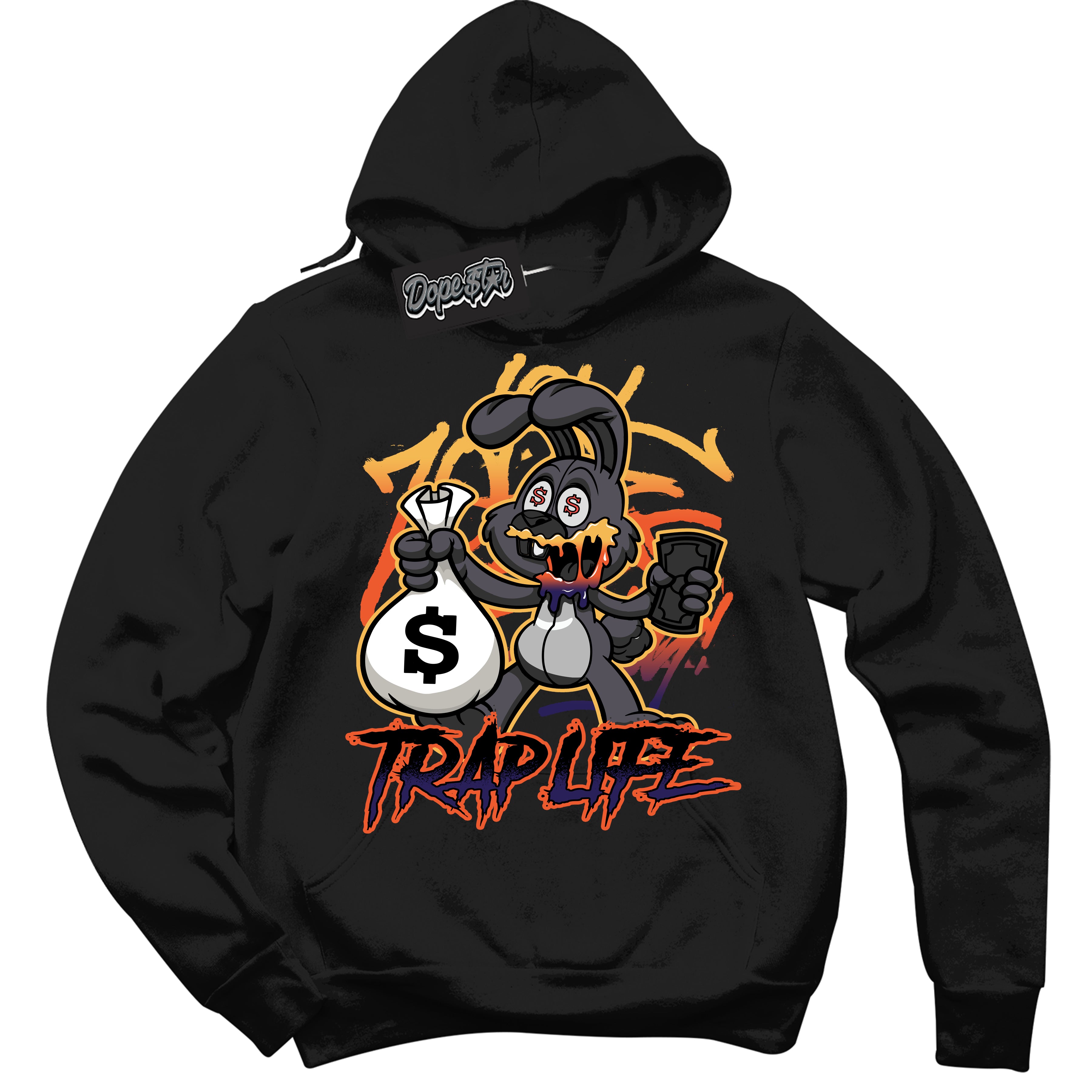 Cool Black Hoodie with “ Trap Rabbit ” design that Perfectly Matches J Balvin Rio 3s Sneakers.