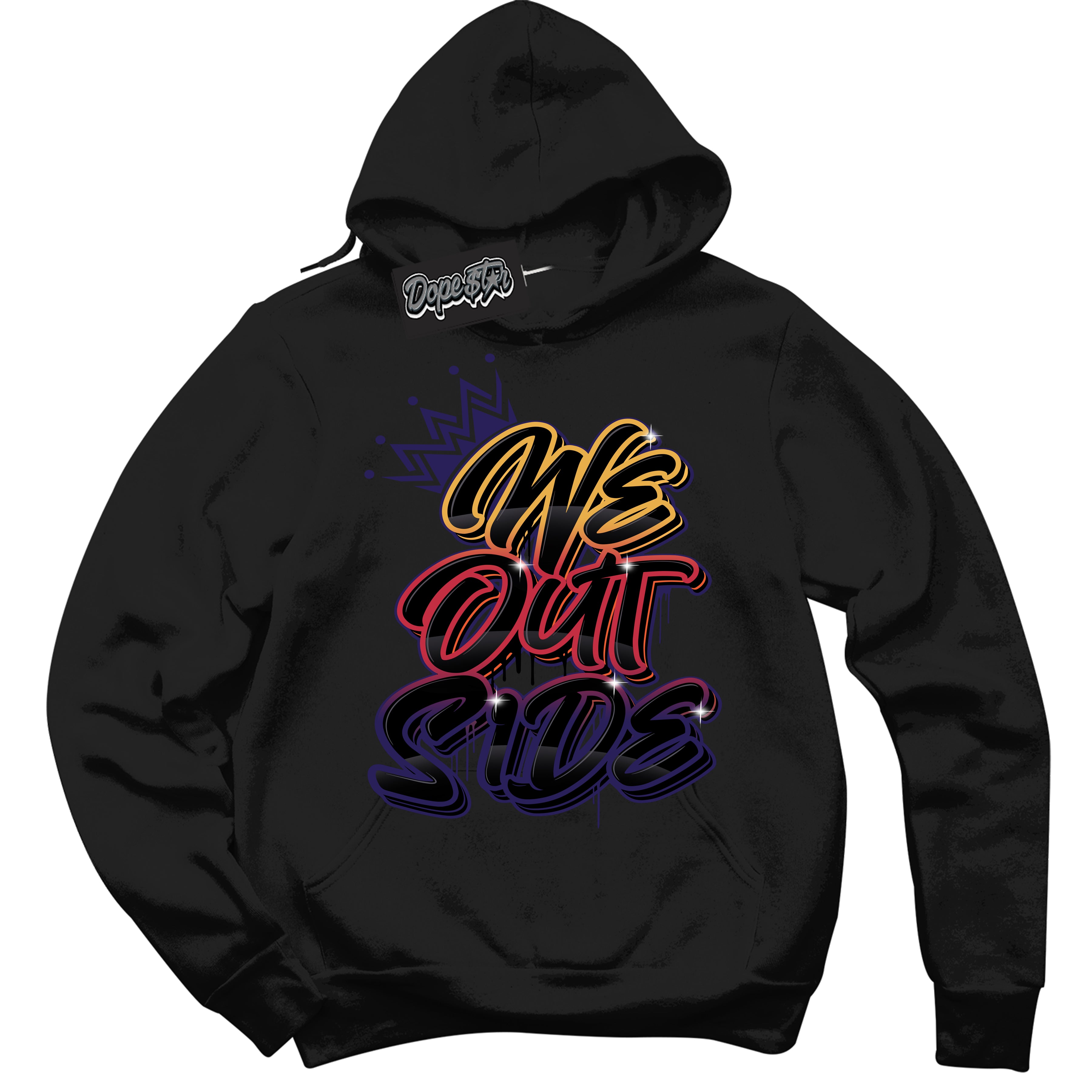Cool Black Hoodie with “ We Outside ” design that Perfectly Matches J Balvin Rio 3s Sneakers.