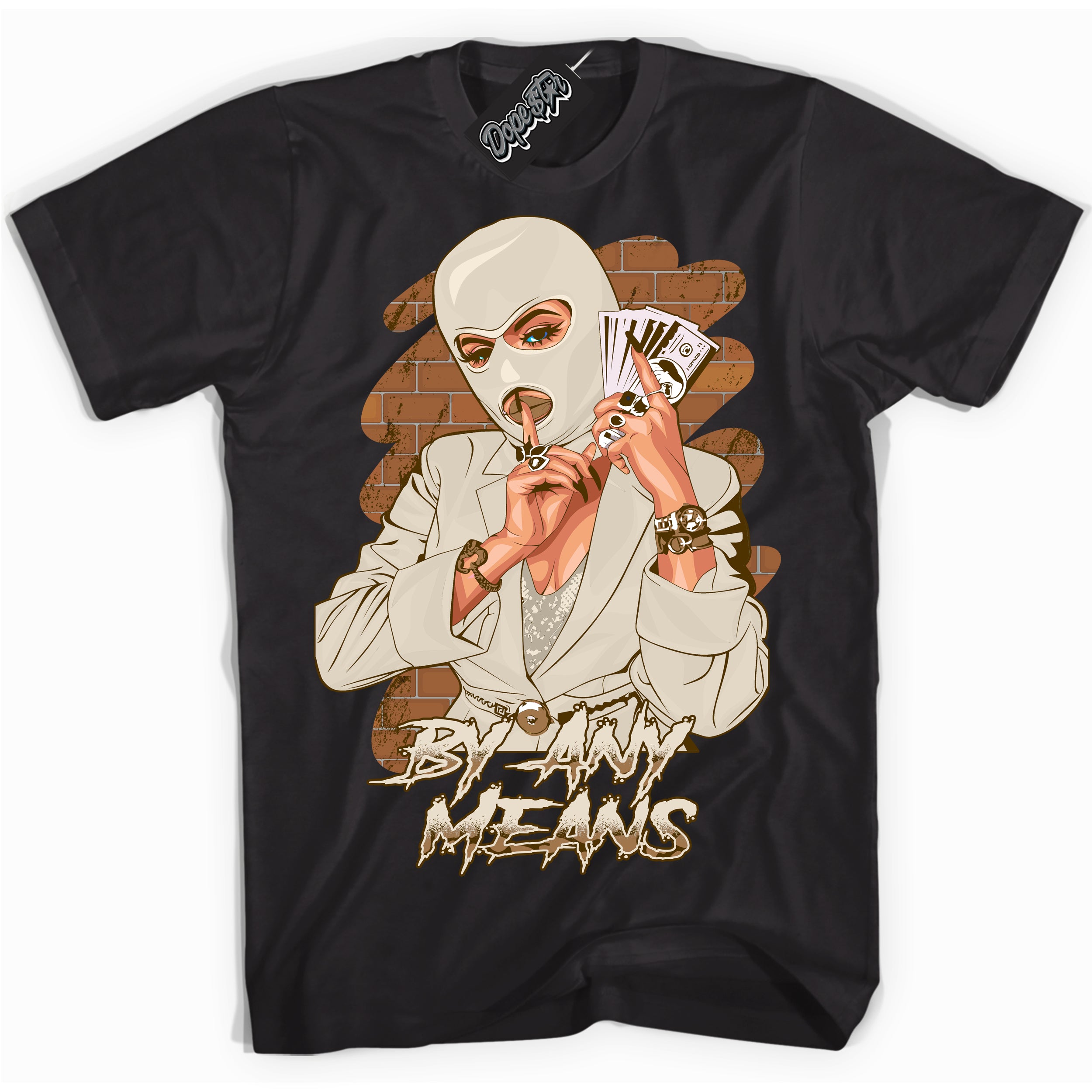 Cool Black graphic tee with “ By Any Means ” design, that perfectly matches Palomino 3s sneakers