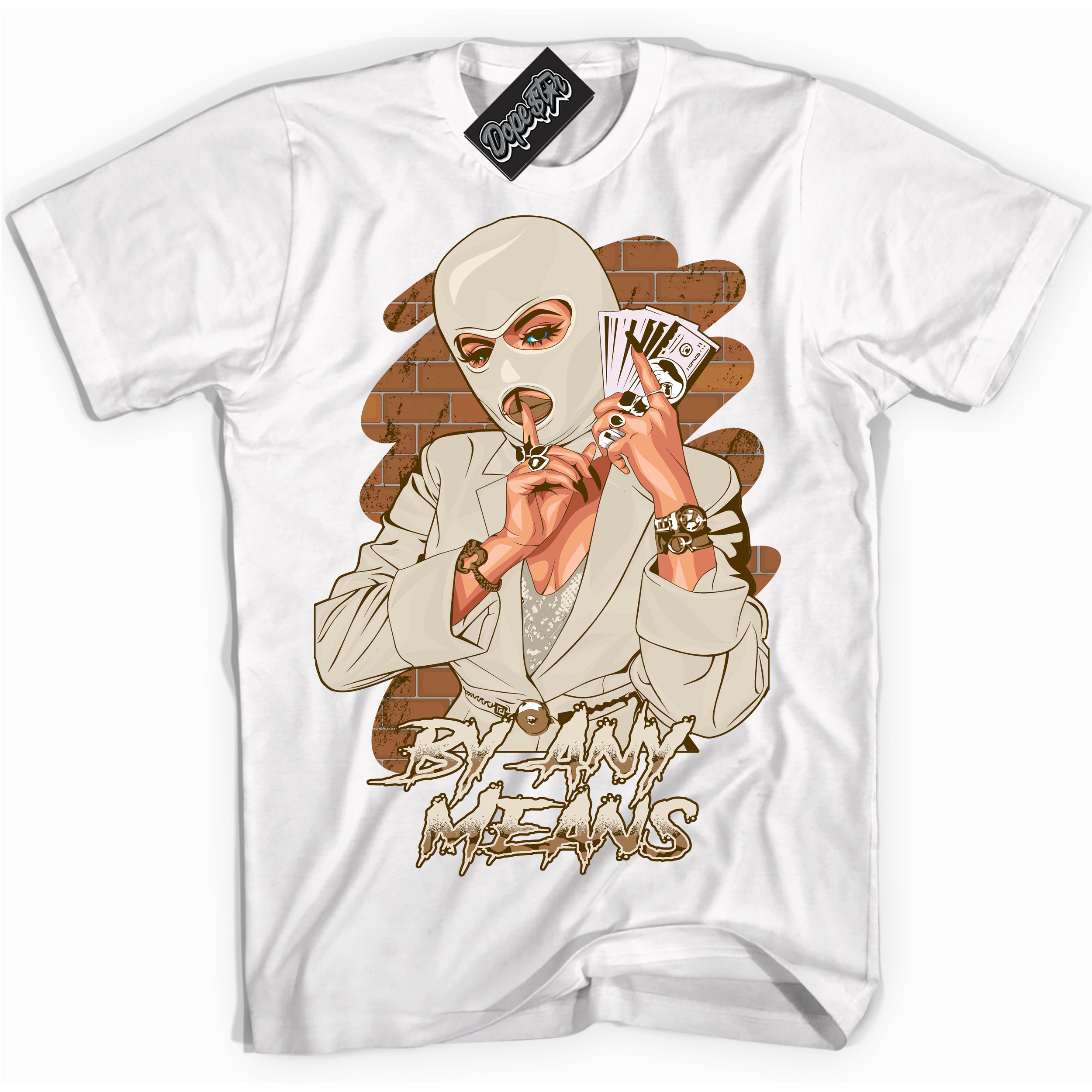 Cool White graphic tee with “ By Any Means ” design, that perfectly matches Palomino 3s sneakers