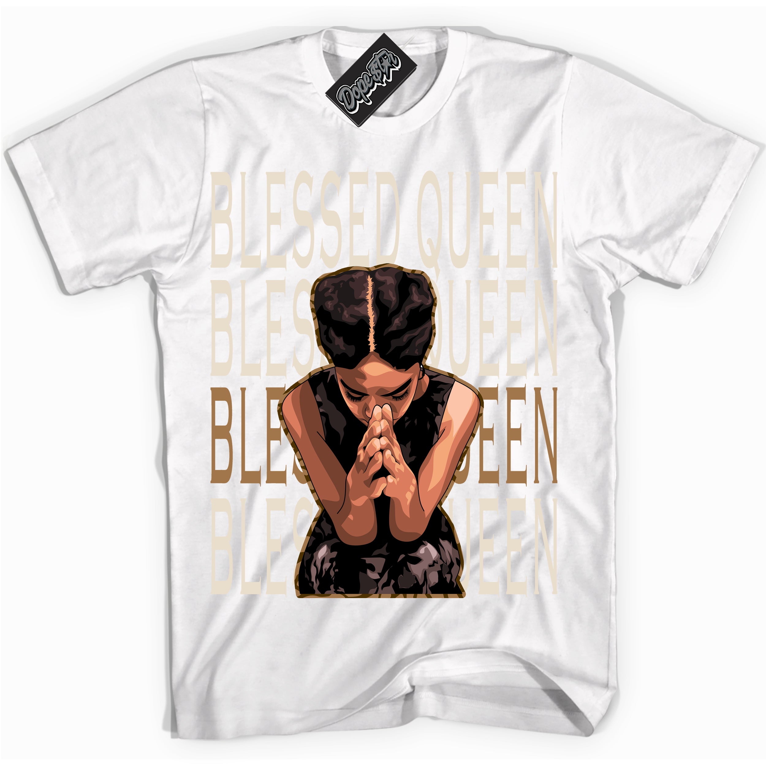 Cool White graphic tee with “ Blessed Queen ” design, that perfectly matches Palomino 3s sneakers
