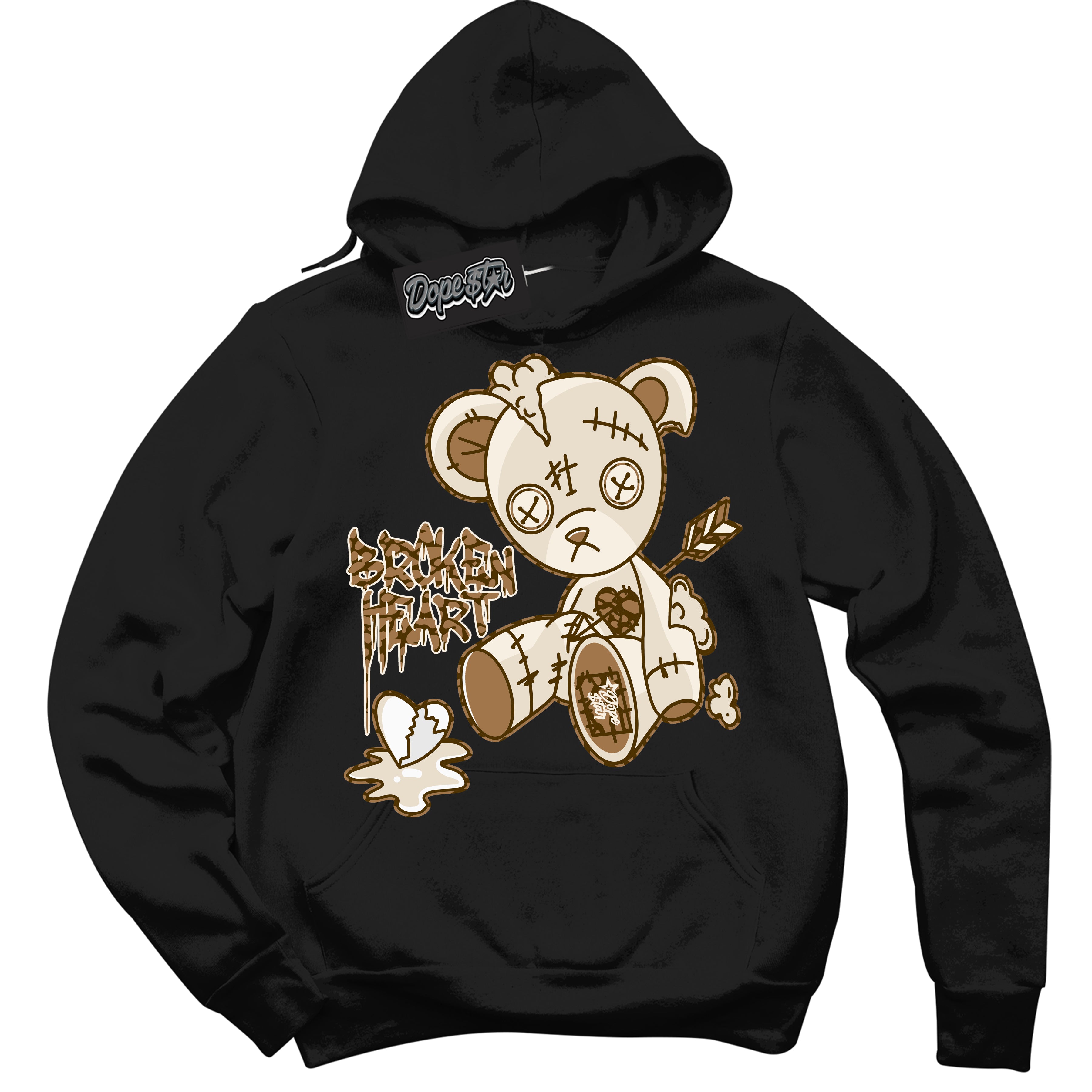 Cool Black Graphic DopeStar Hoodie with “ Broken Heart Bear “ print, that perfectly matches Palomino 3s sneakers