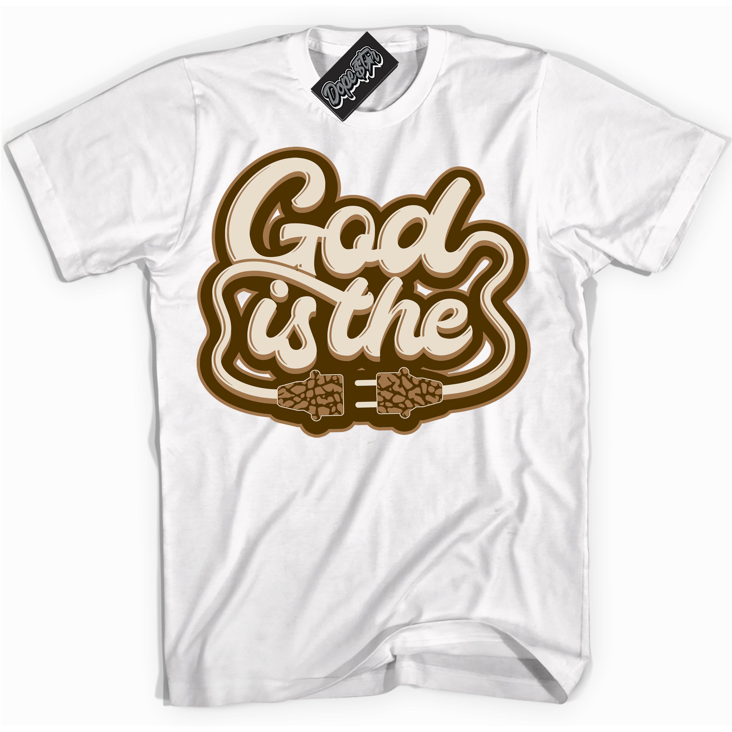 Cool White graphic tee with “ God Is The ” design, that perfectly matches Palomino 3s sneakers