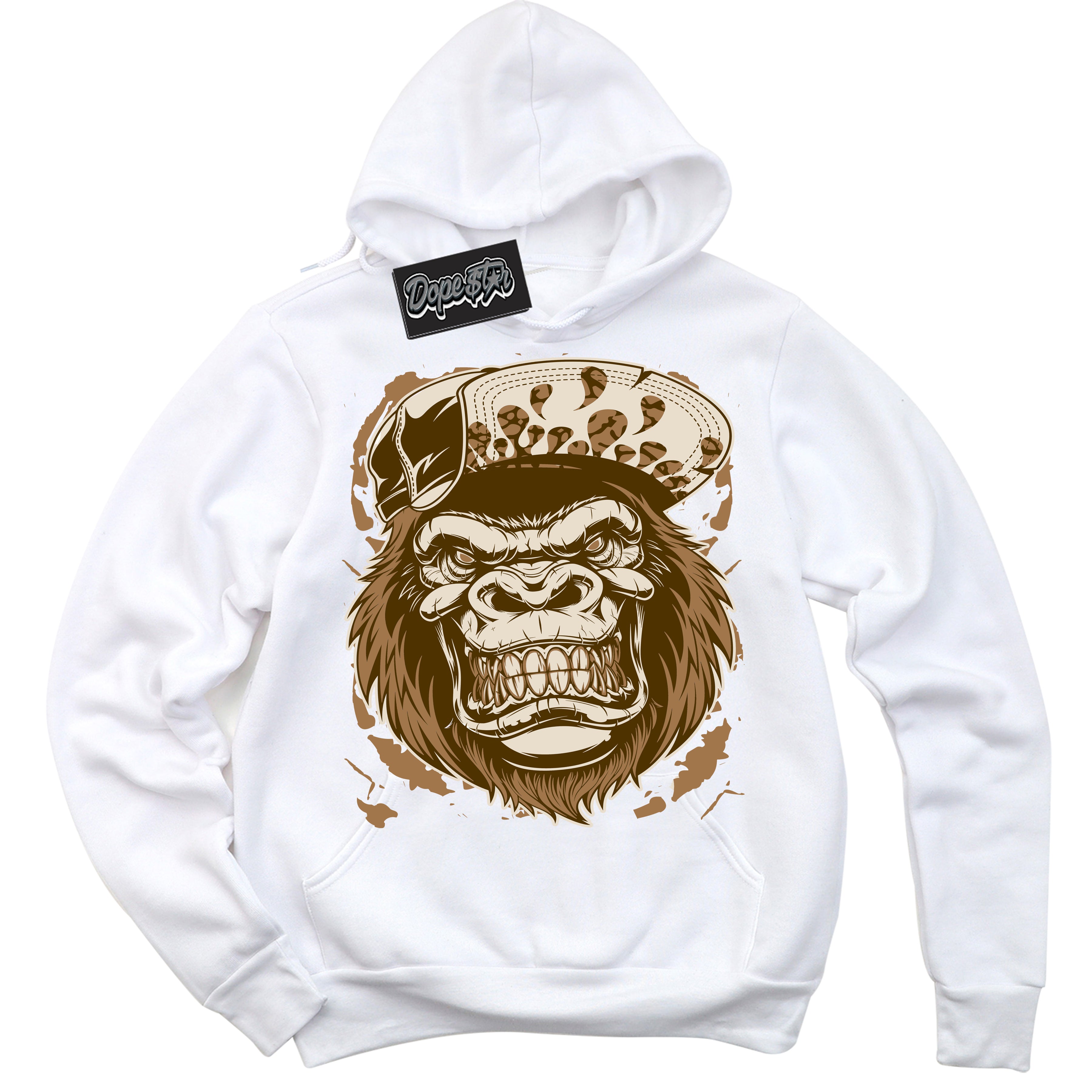 Cool White Graphic DopeStar Hoodie with “ Gorilla Beast “ print, that perfectly matches Palomino 3s sneakers