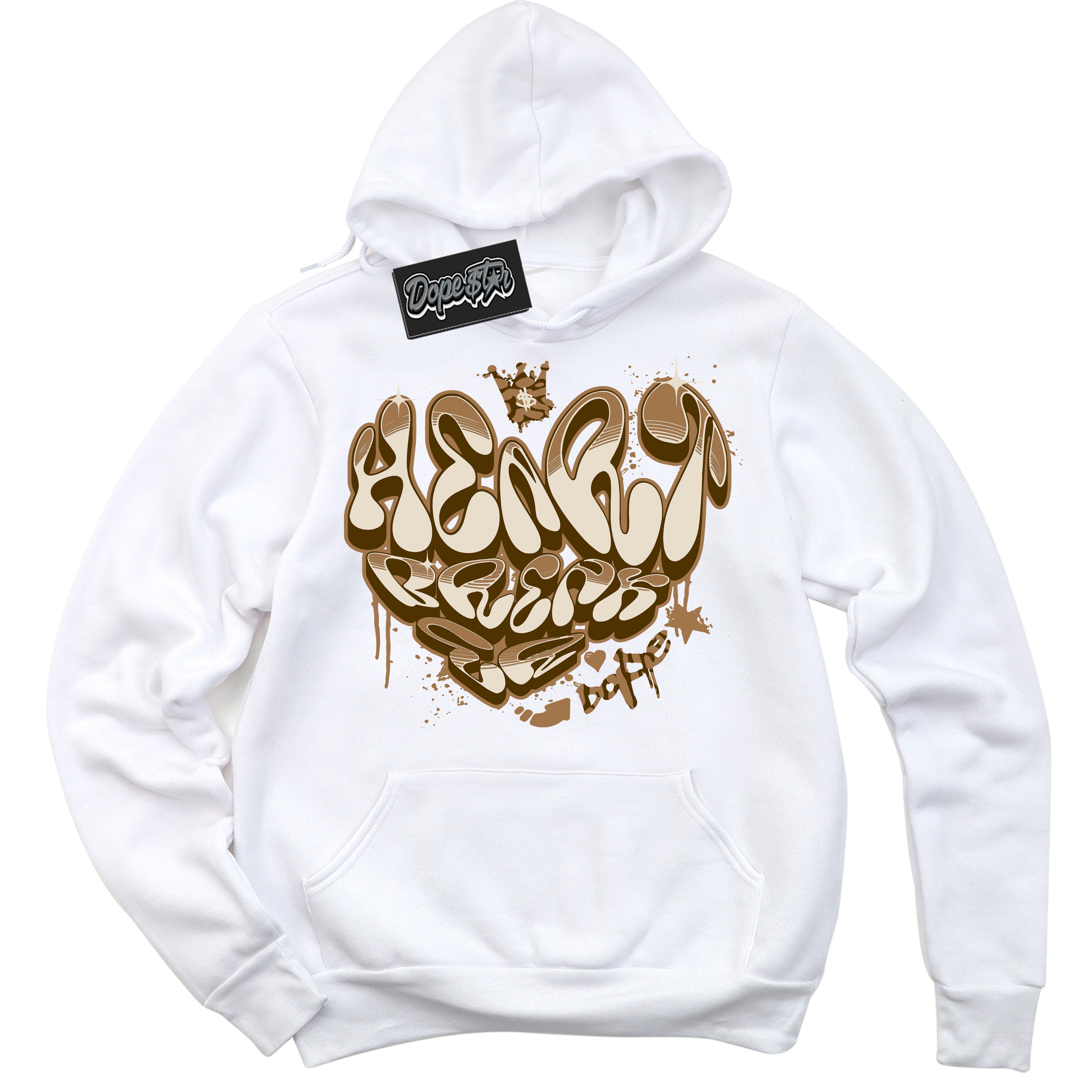 Cool White Graphic DopeStar Hoodie with “ Heartbreaker Graffiti “ print, that perfectly matches Palomino 3s sneakers